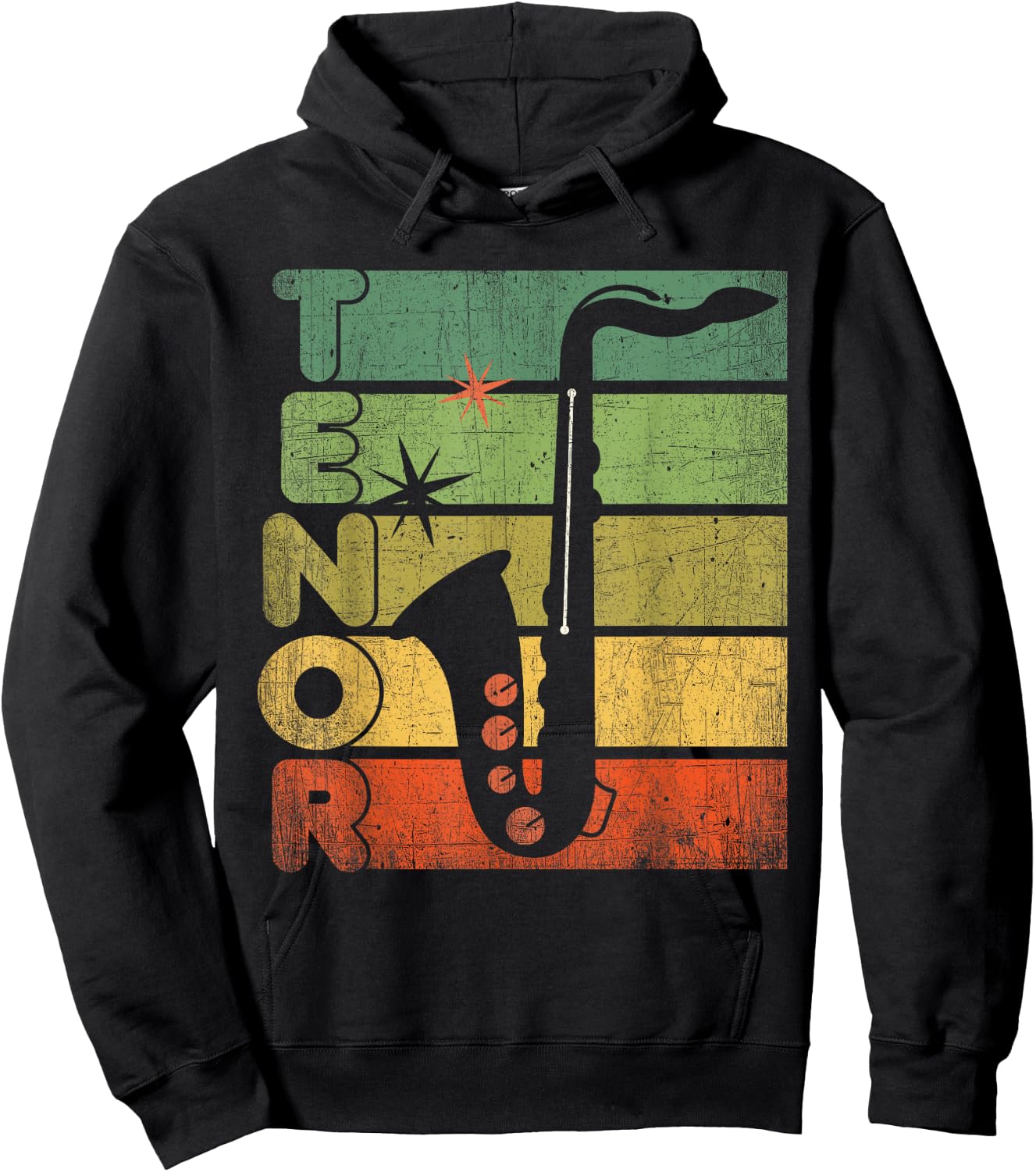 Retro 70s Tenor Saxophone Cool Vintage Sax Musician gifts Hoodie - Hoodie | Black