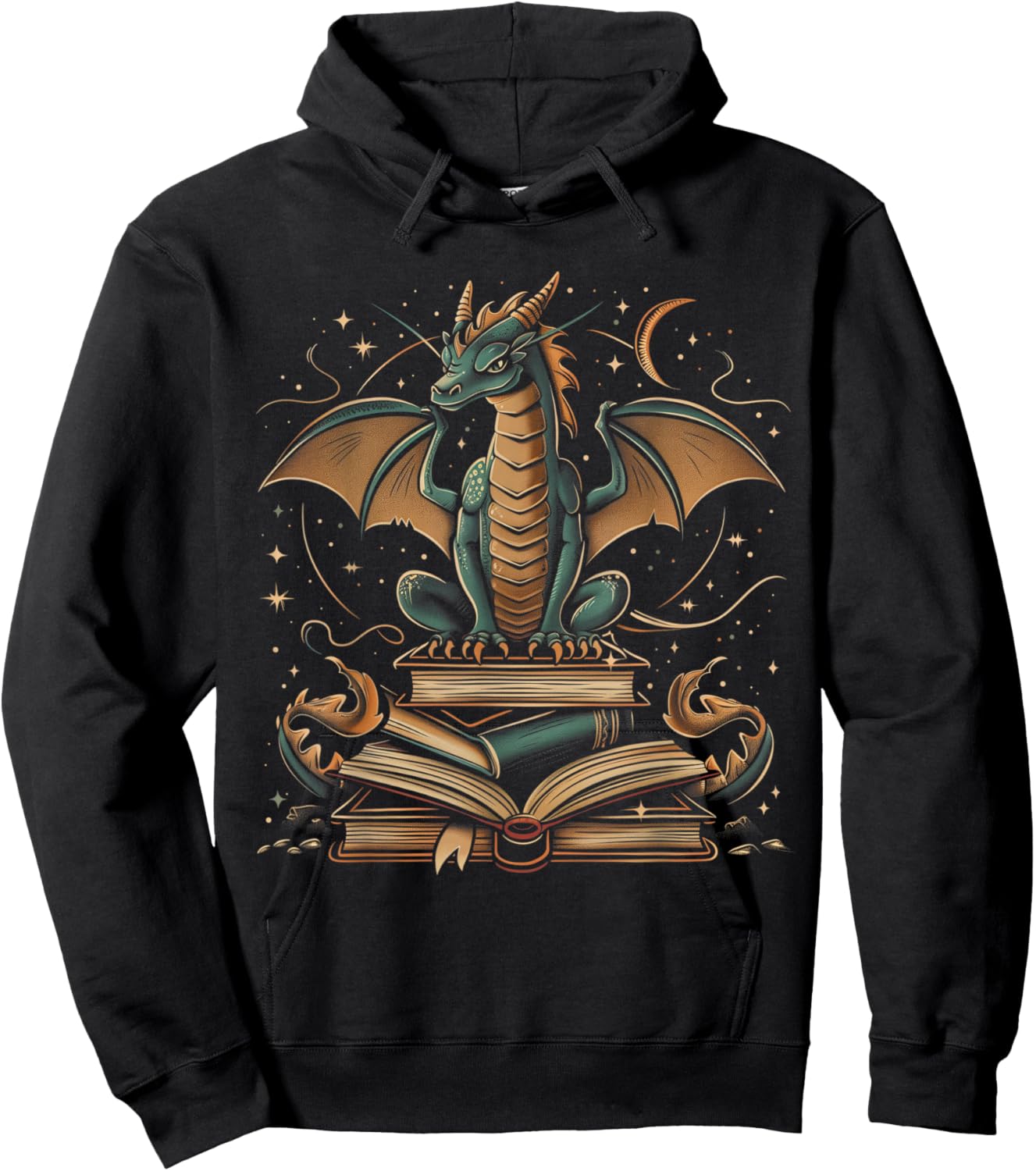 Dragon Fantasy Book Lover Book Nerd Hoodie - Hoodie | Black
