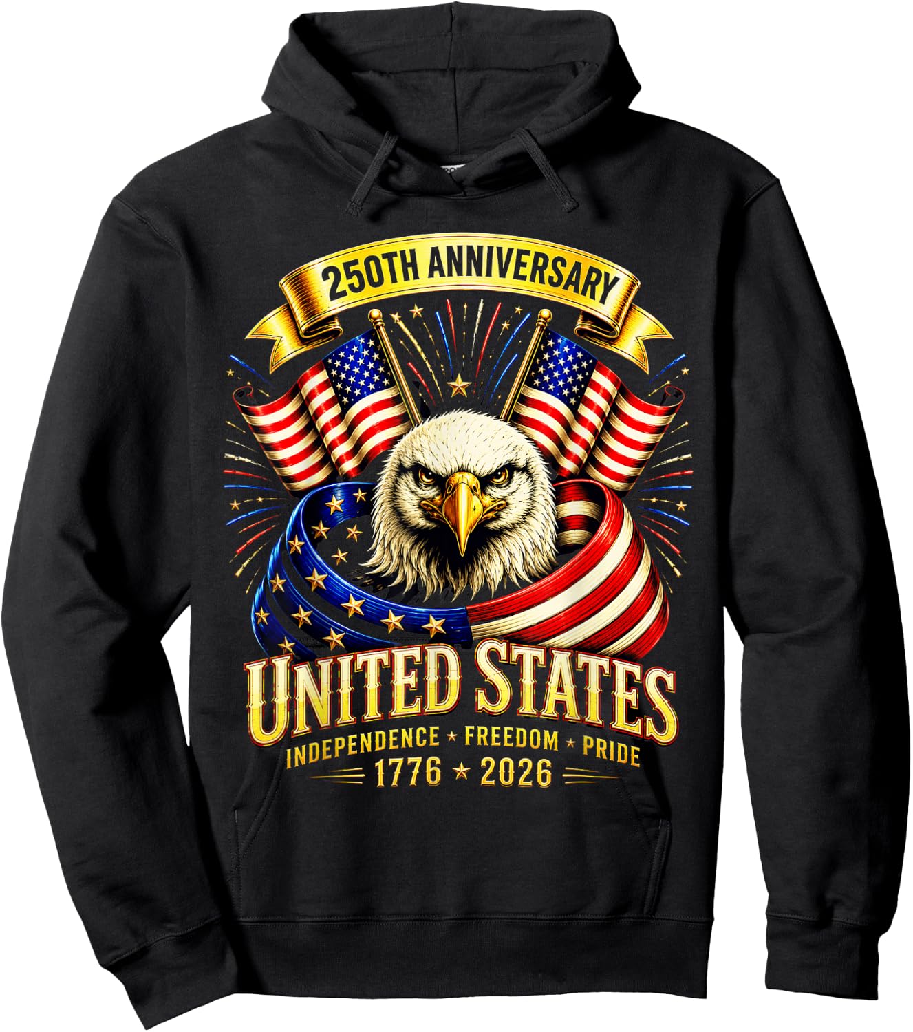 250 Anniversary USA 4th of July Patriotic 250 Years American Hoodie - Hoodie | Black