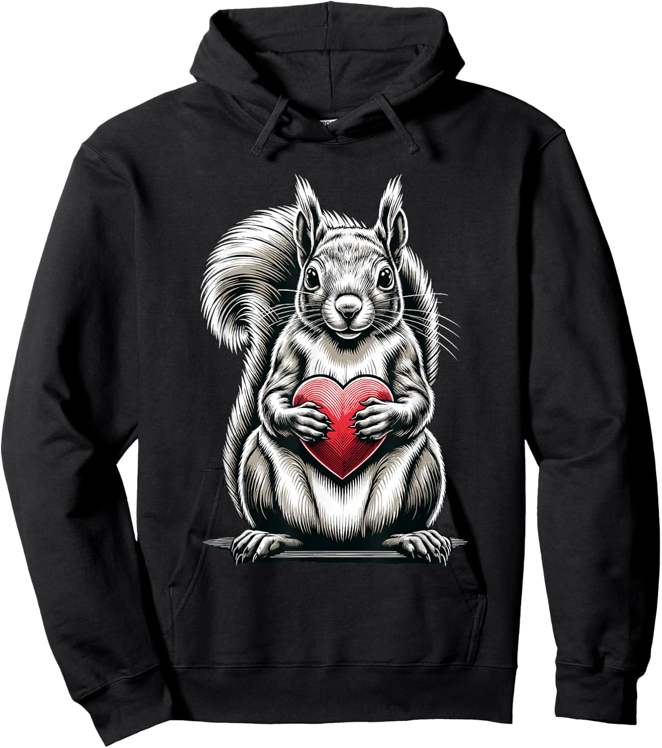 Squirrel Holding Heart Valentine's Day Cute Valentine Hoodie - Hoodie | Black