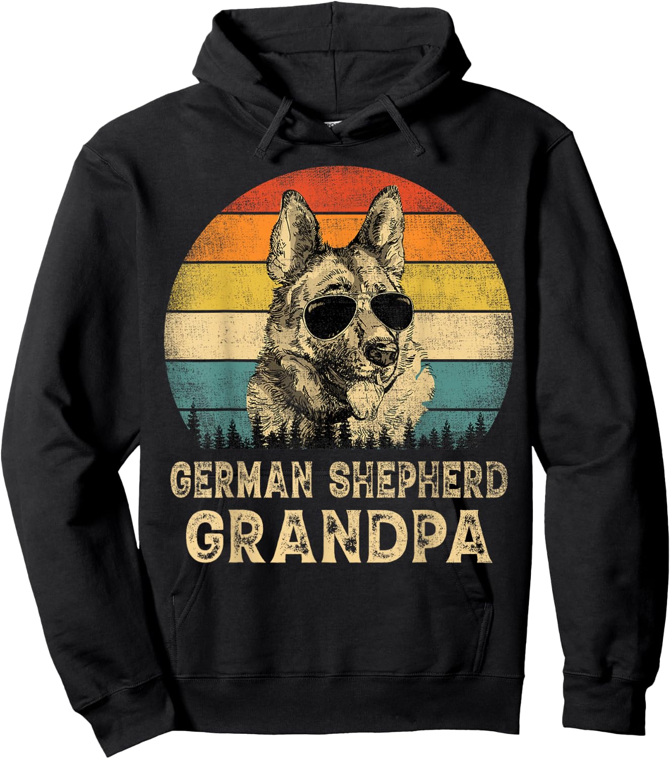 Vintage German Shepherd Grandpa Dog Lovers Father's Day Hoodie - Hoodie | Black