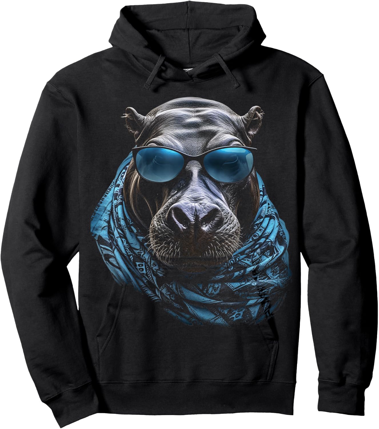 Hippo Sunglasses Animal Zoo Art Hippo , Black, S Hoodie - Hoodie | Black