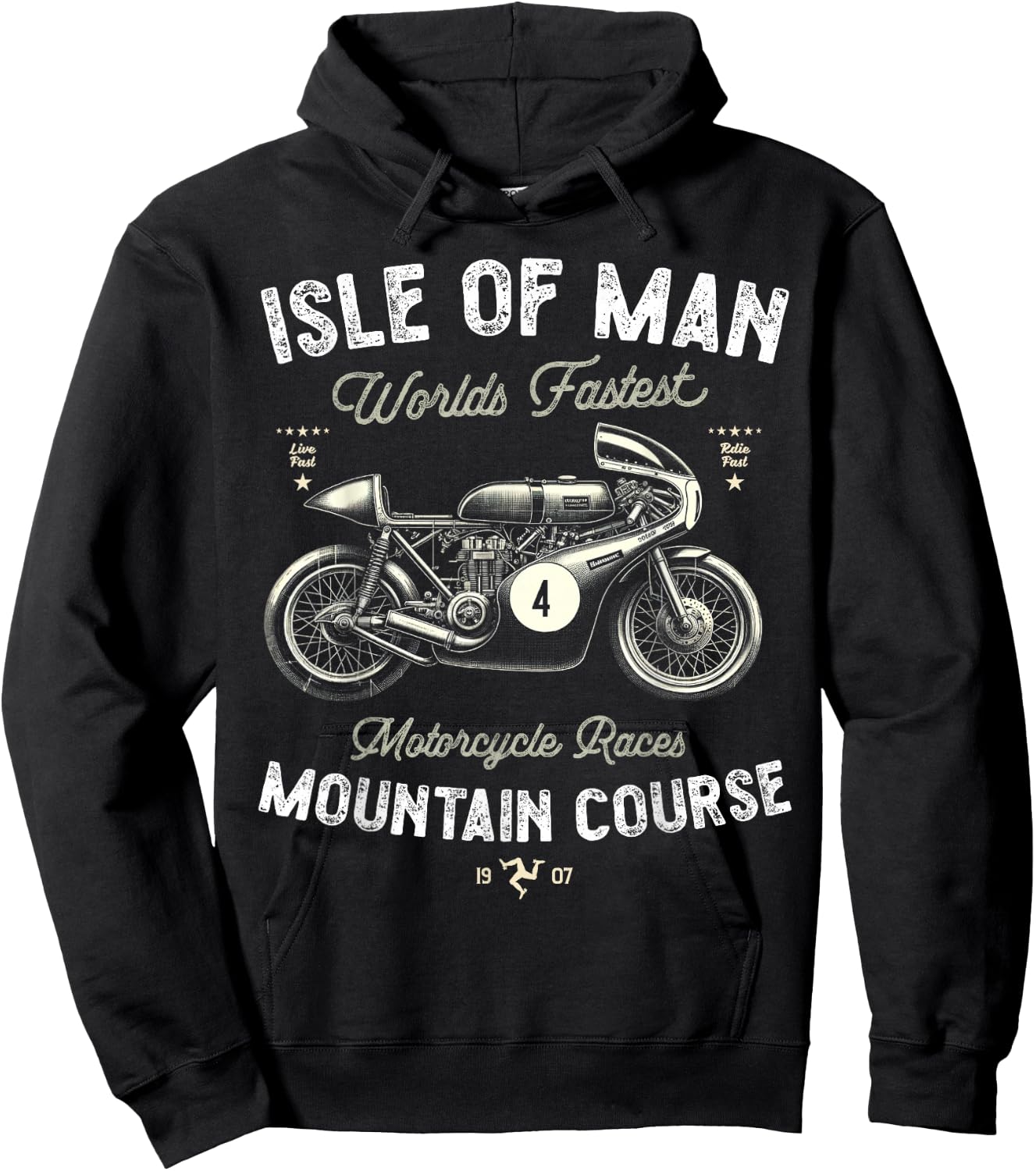 Retro Isle of Man TT Races Vintage Motorcycle Race Hoodie - Hoodie | Black