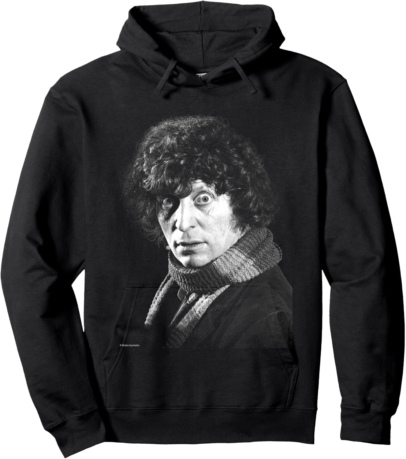 Doctor Who Actor Tom Baker Staring Black & White Hoodie - Hoodie | Black