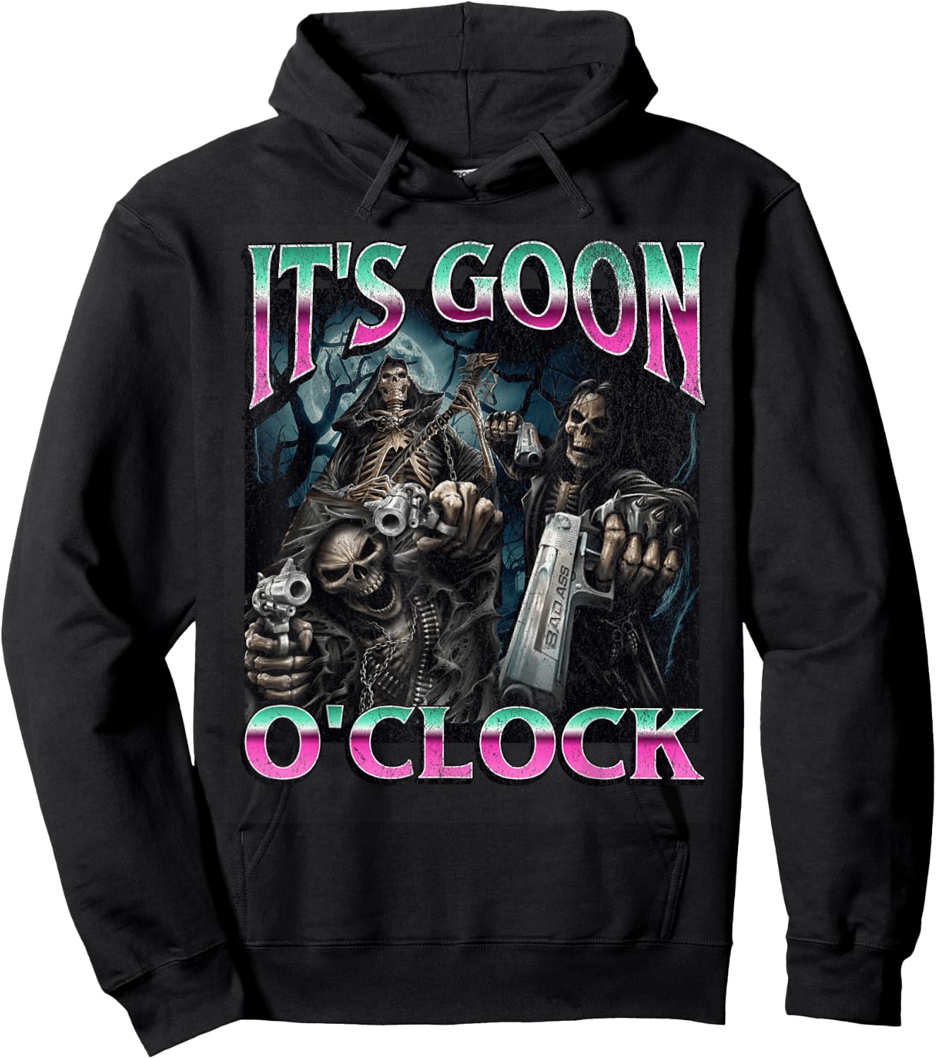 Gooning O'Clock Meme Skeleton Funny Hoodie - Hoodie | Black