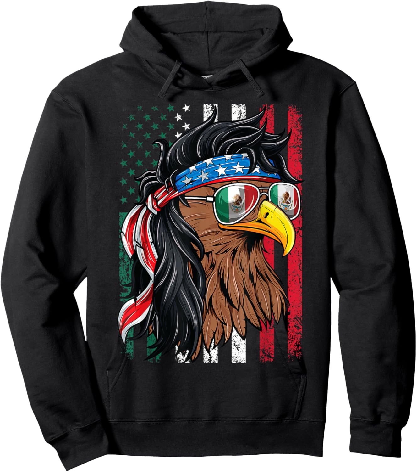 Mexican American Shirt Mexico USA Flag July 4th Mexican Hoodie - Hoodie | Black