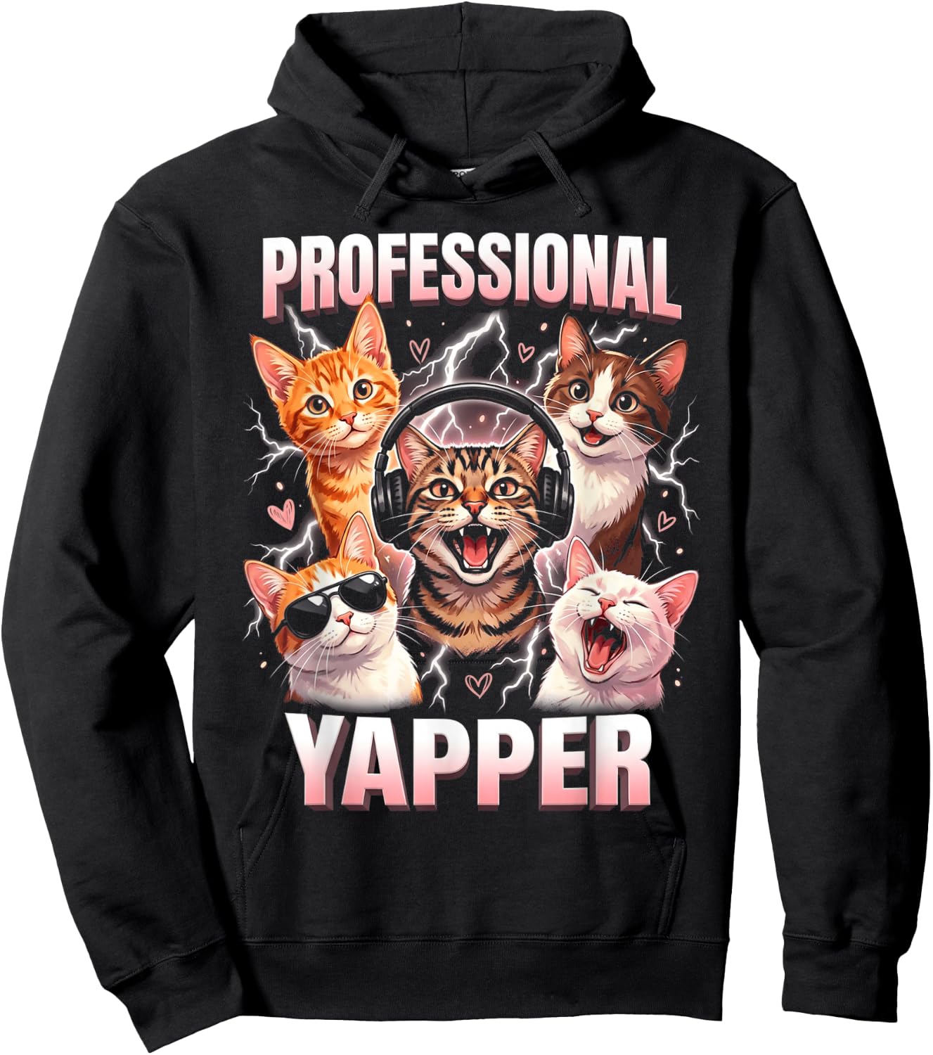 Professional Yapper Funny Cat Meme Lover Humor Graphic Hoodie - Hoodie | Black