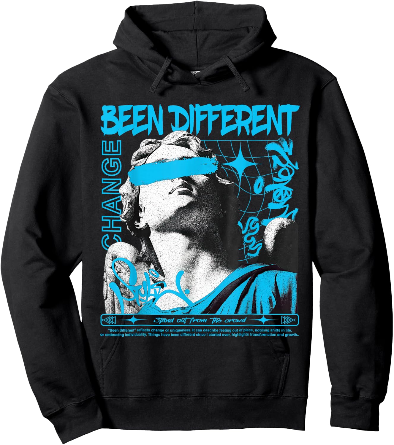 Gamma Blue Black White Match Hoodie - Hoodie | Black