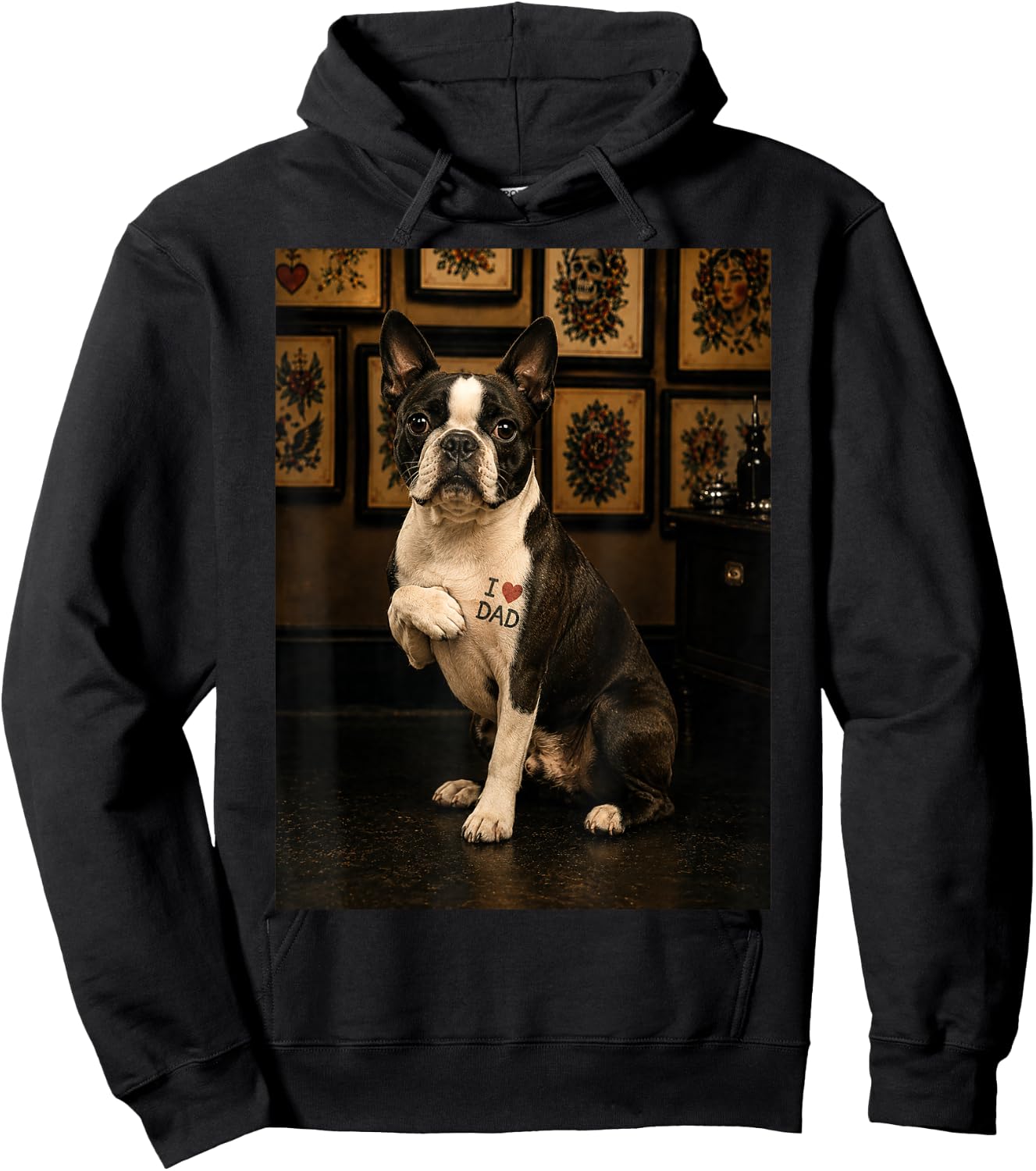 Boston Terrier Dog Dad Hoodie - Hoodie | Black