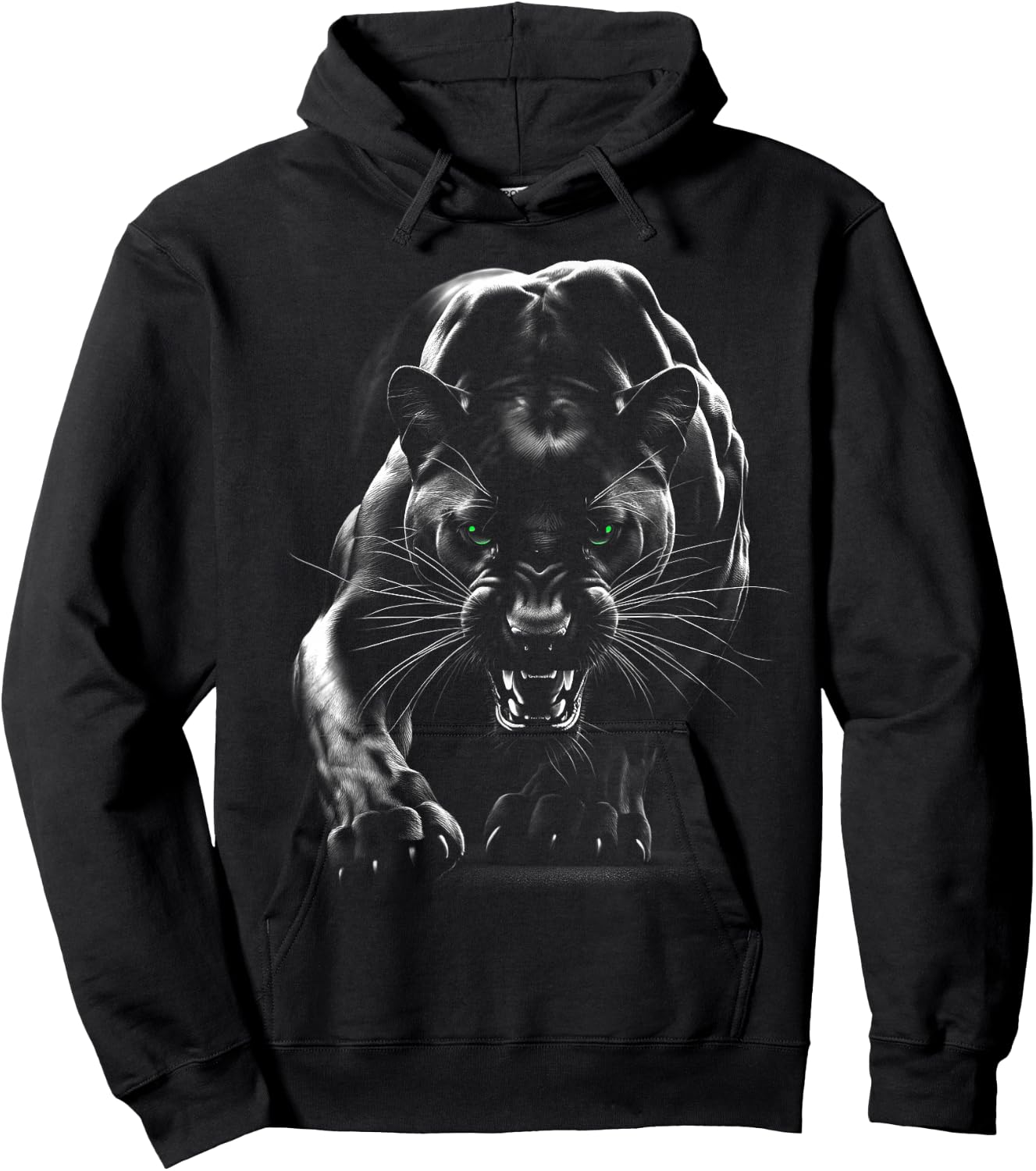 Majestic Panther with Green Eyes Hoodie - Hoodie | Black