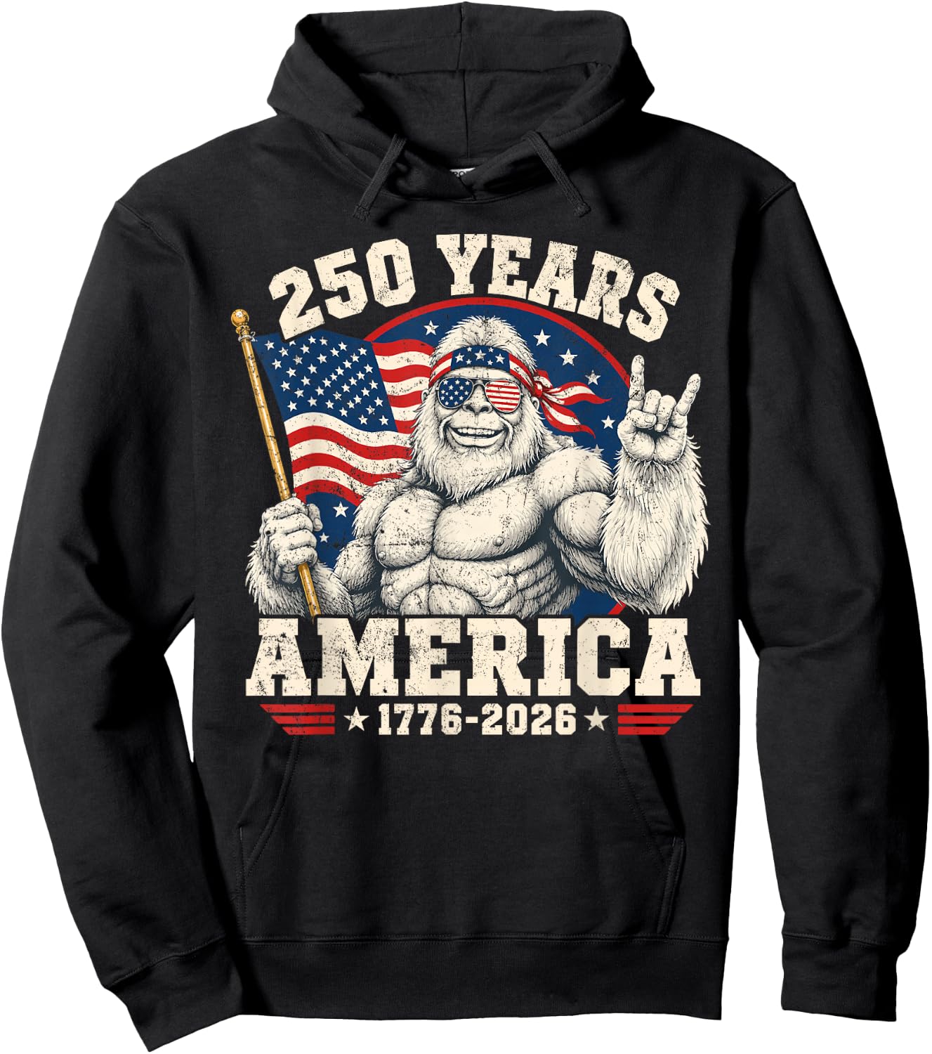 250 Years American Anniversary Bigfoot USA 250th Birthday Hoodie - Hoodie | Black