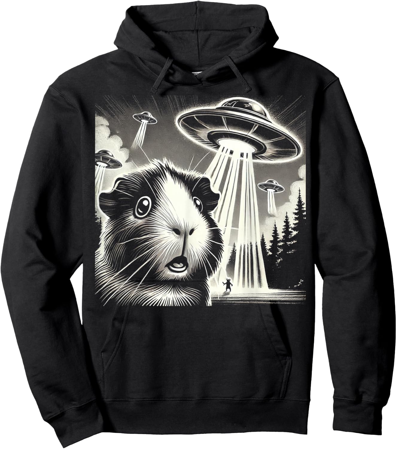 Guinea pig UFO Funny Meme Selfie Hoodie - Hoodie | Black