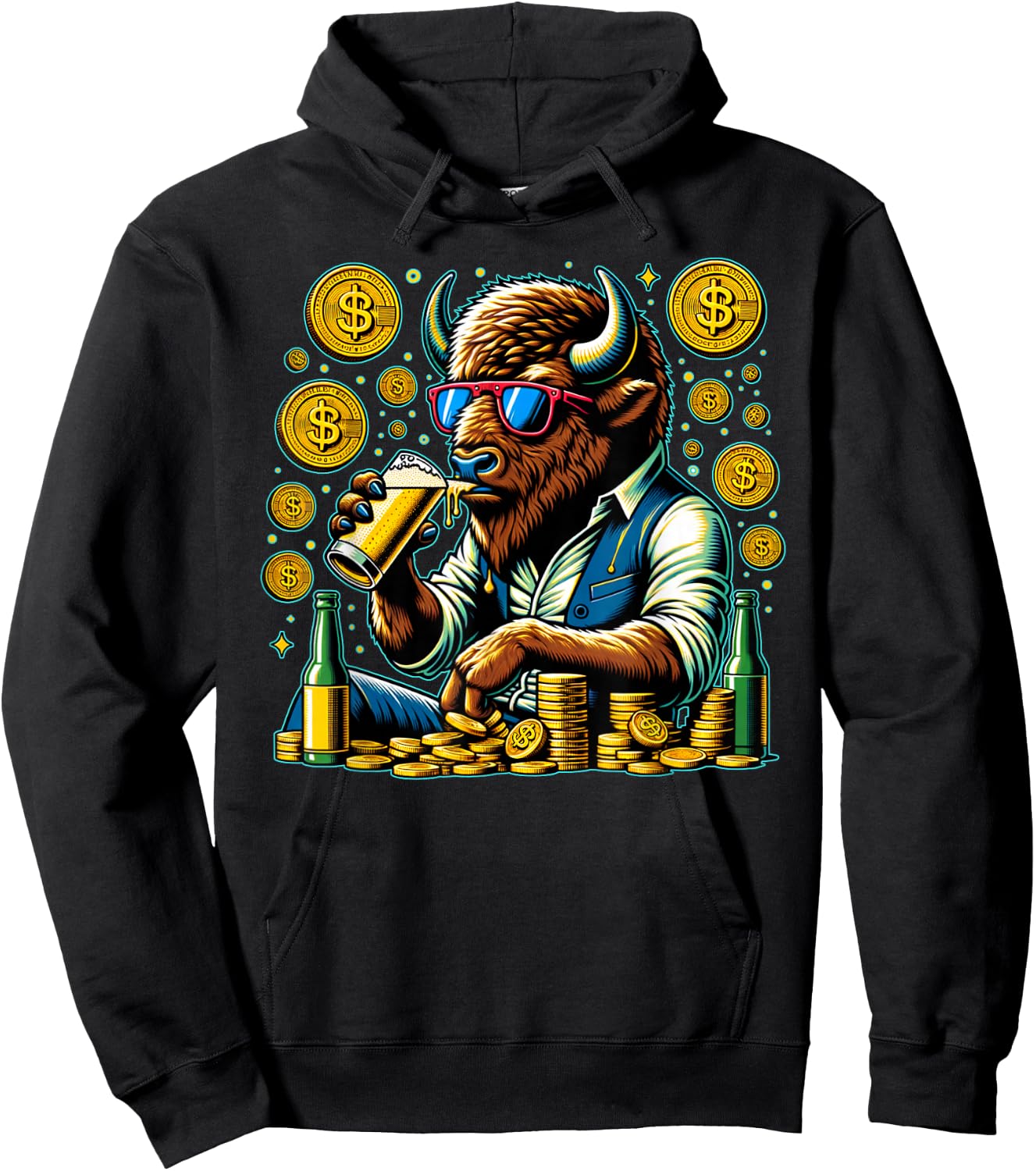 Lucky Buffalo Casino Slot Machine BUFFALOOOOO Gambling Hoodie - Hoodie | Black