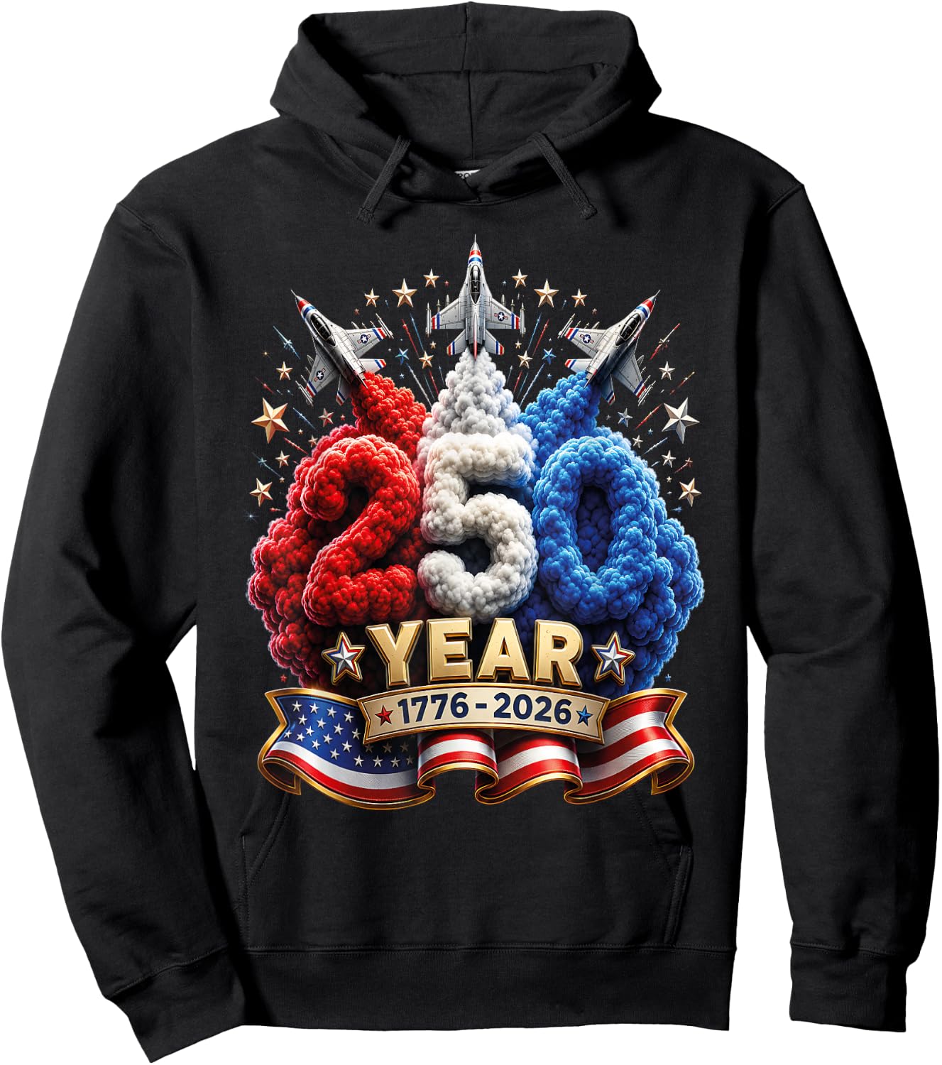 Kids 4th of July 250 Year Patriotic Red, White USA 250th Hoodie - Hoodie | Black