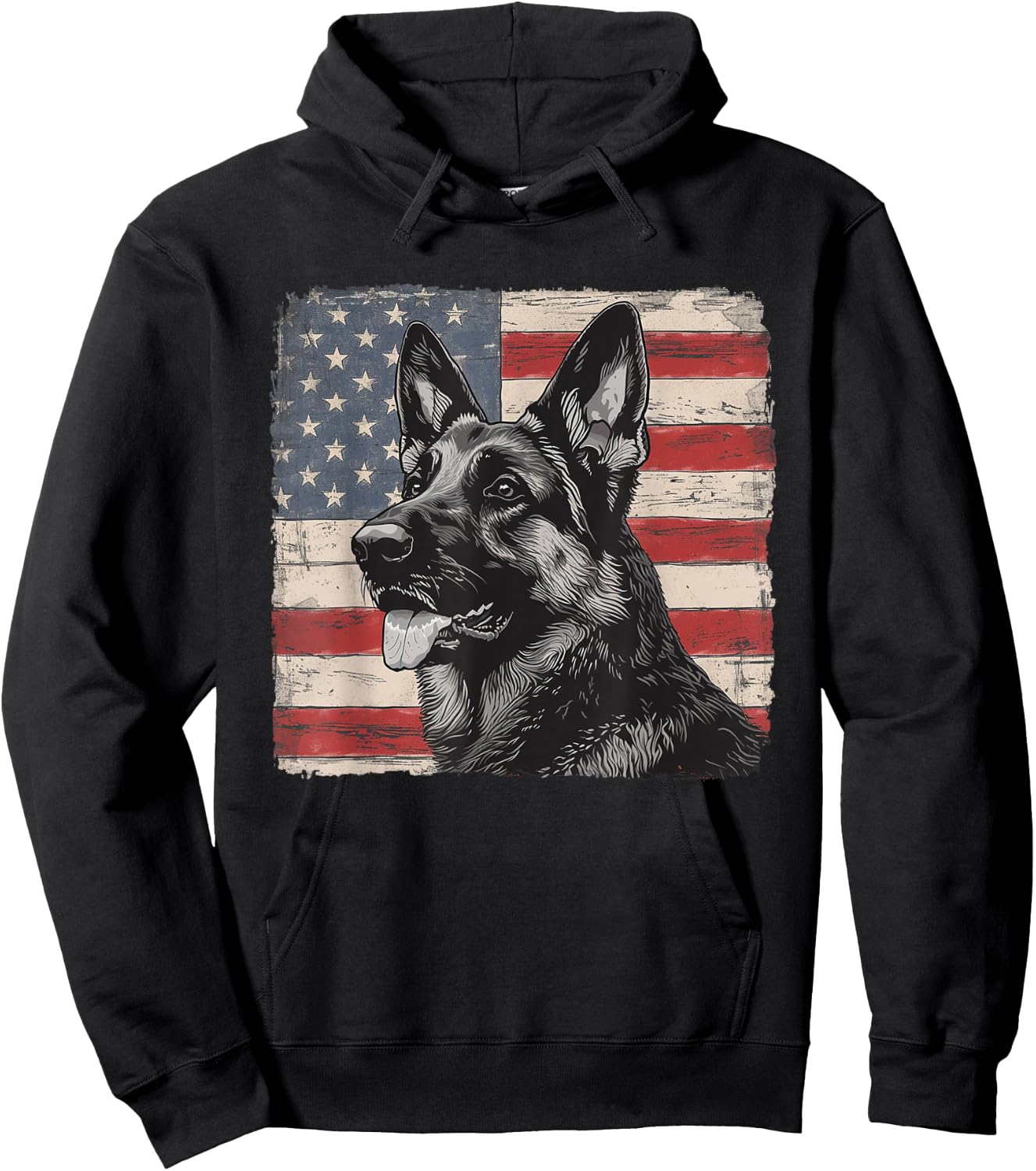 Patriotic German Shepherd Dog Shirt Fourth of July Women Men Hoodie - Hoodie | Black