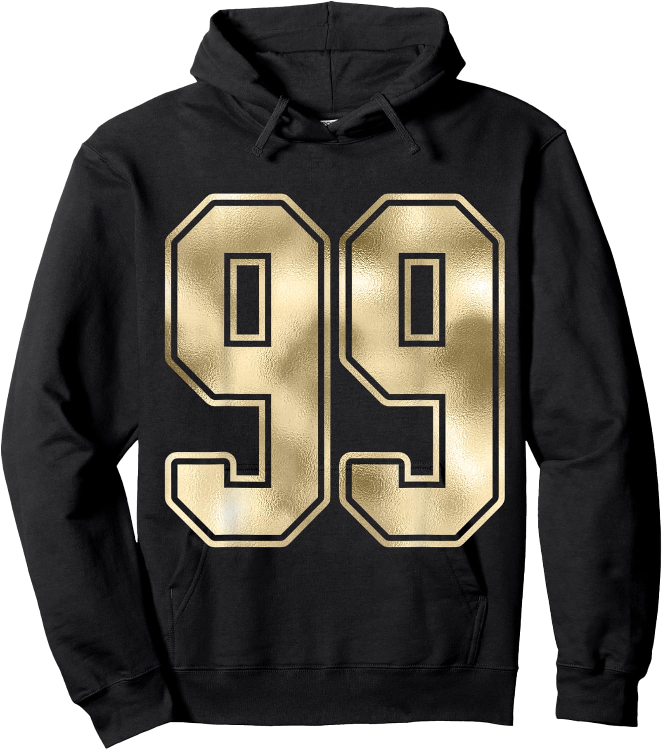 #99 Gold Outline Number 99 Sports Fan Jersey Style Hoodie - Hoodie | Black
