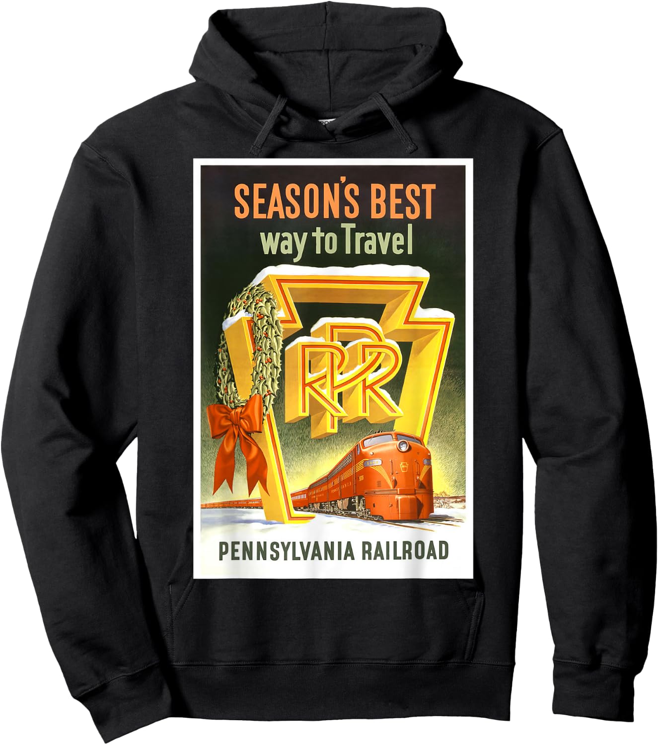Pennsylvania PA Railroad Christmas Vintage Travel Shirt Hoodie - Hoodie | Black