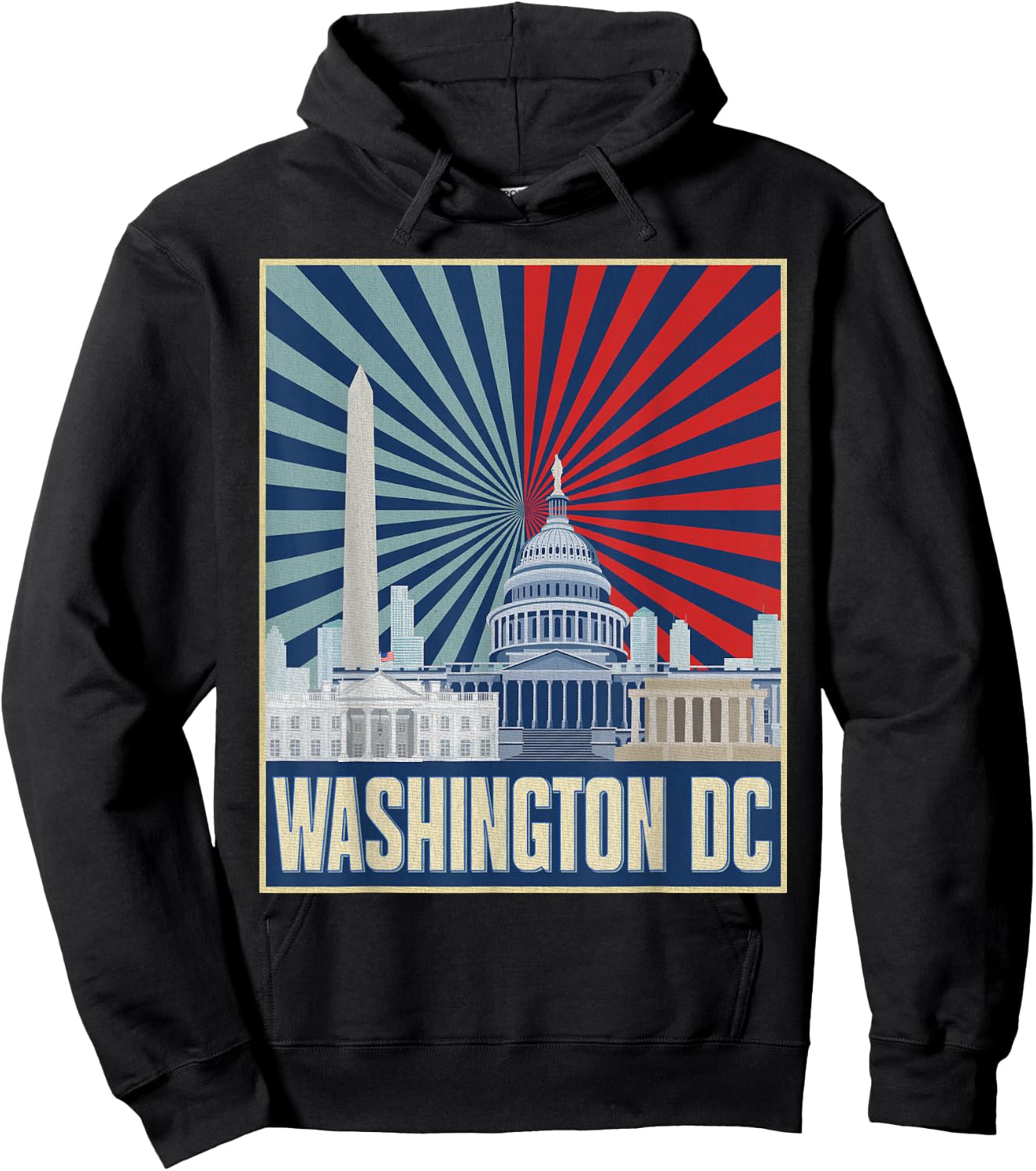 Retro Capitol Hill Washington DC American Flag 4th Of July Hoodie - Hoodie | Black