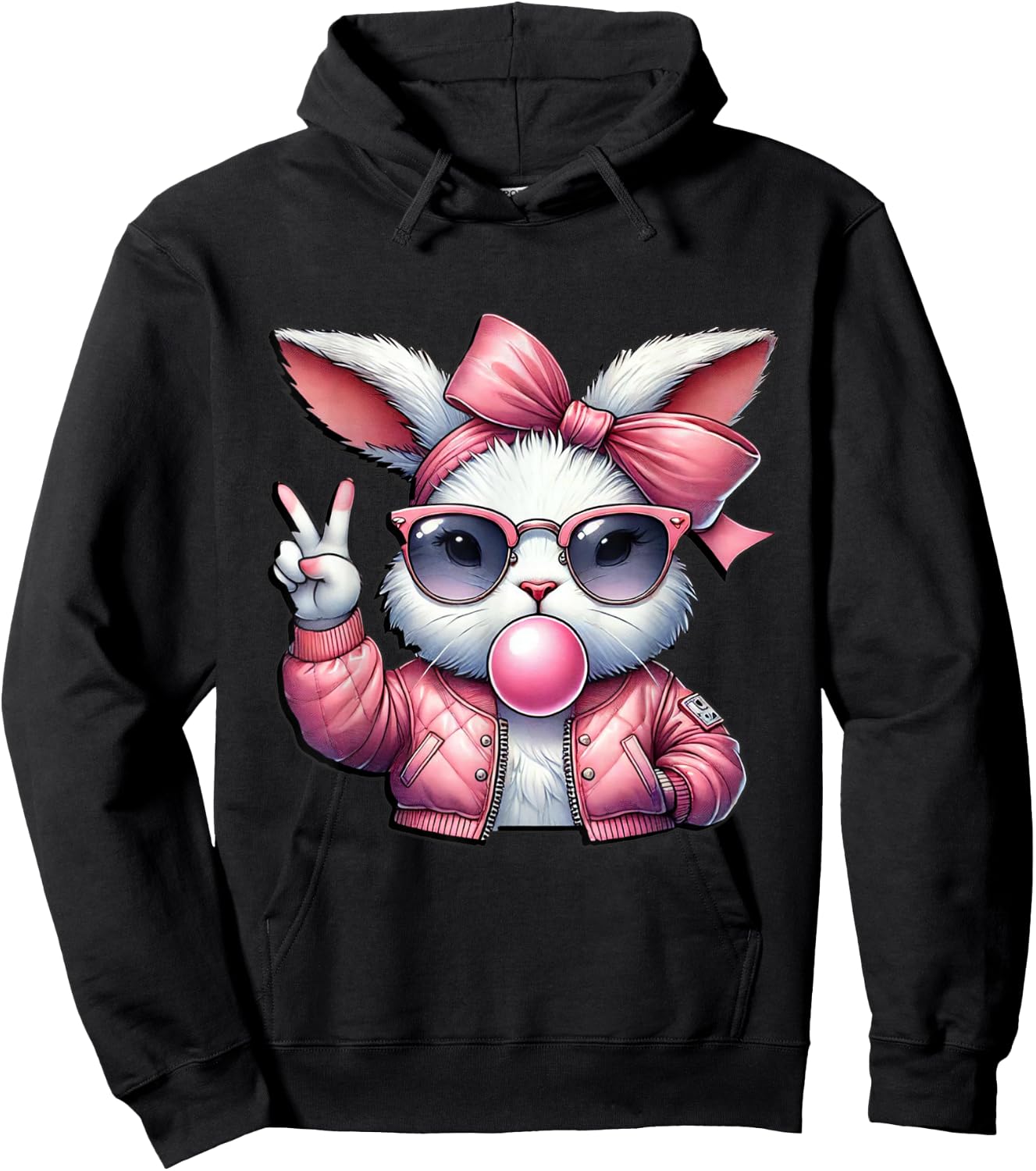 Cute Bunny Gothic Kawaii Egirl Alt Grunge Streetwear Hoodie - Hoodie | Black