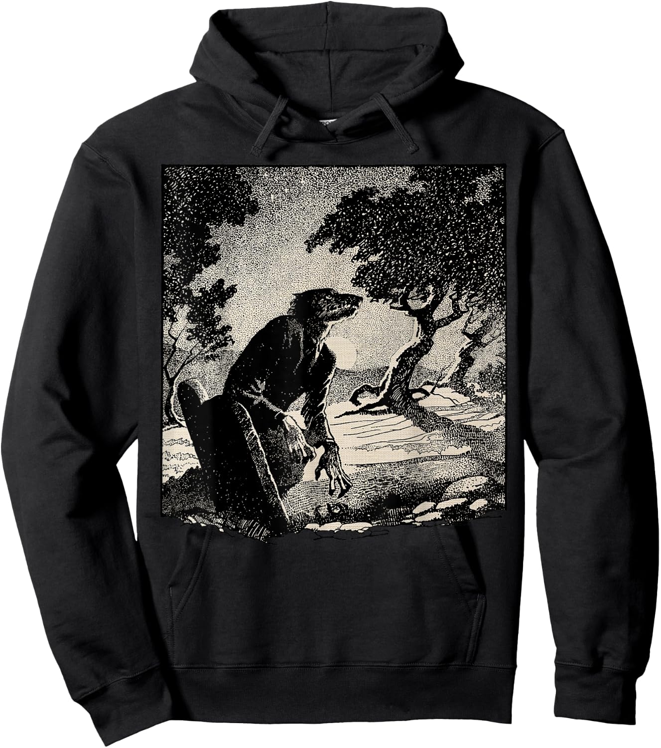 Cemetery Halloween Monster Vintage Horror Movie Werewolf Hoodie - Hoodie | Black