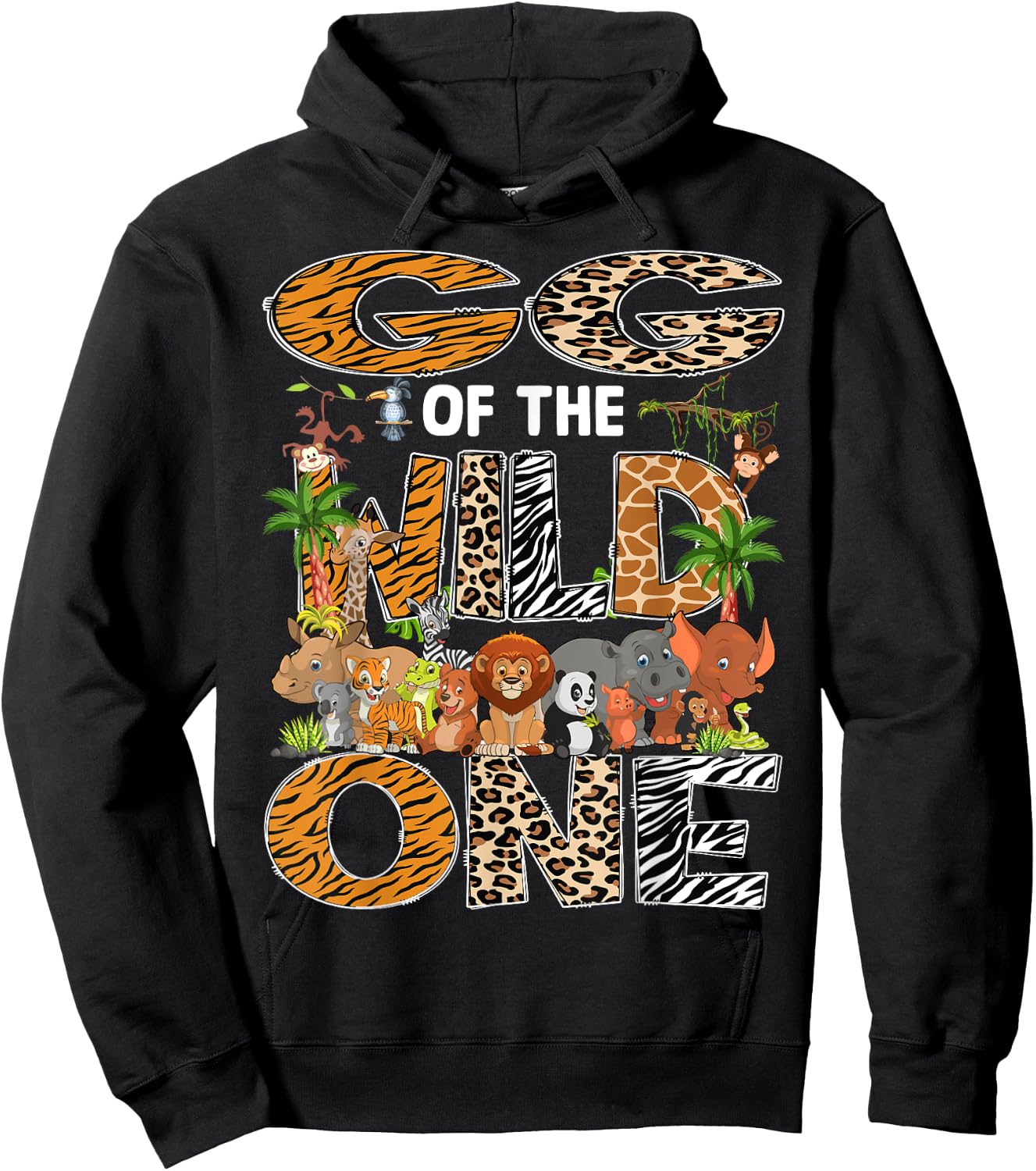 GG Of The Wild One Safari Zoo Animal 1St Birthday Hoodie - Hoodie | Black