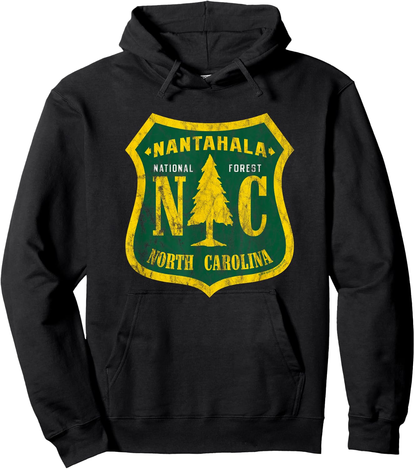 Nantahala National Forest North Carolina Shield Vintage Look Hoodie - Hoodie | Black