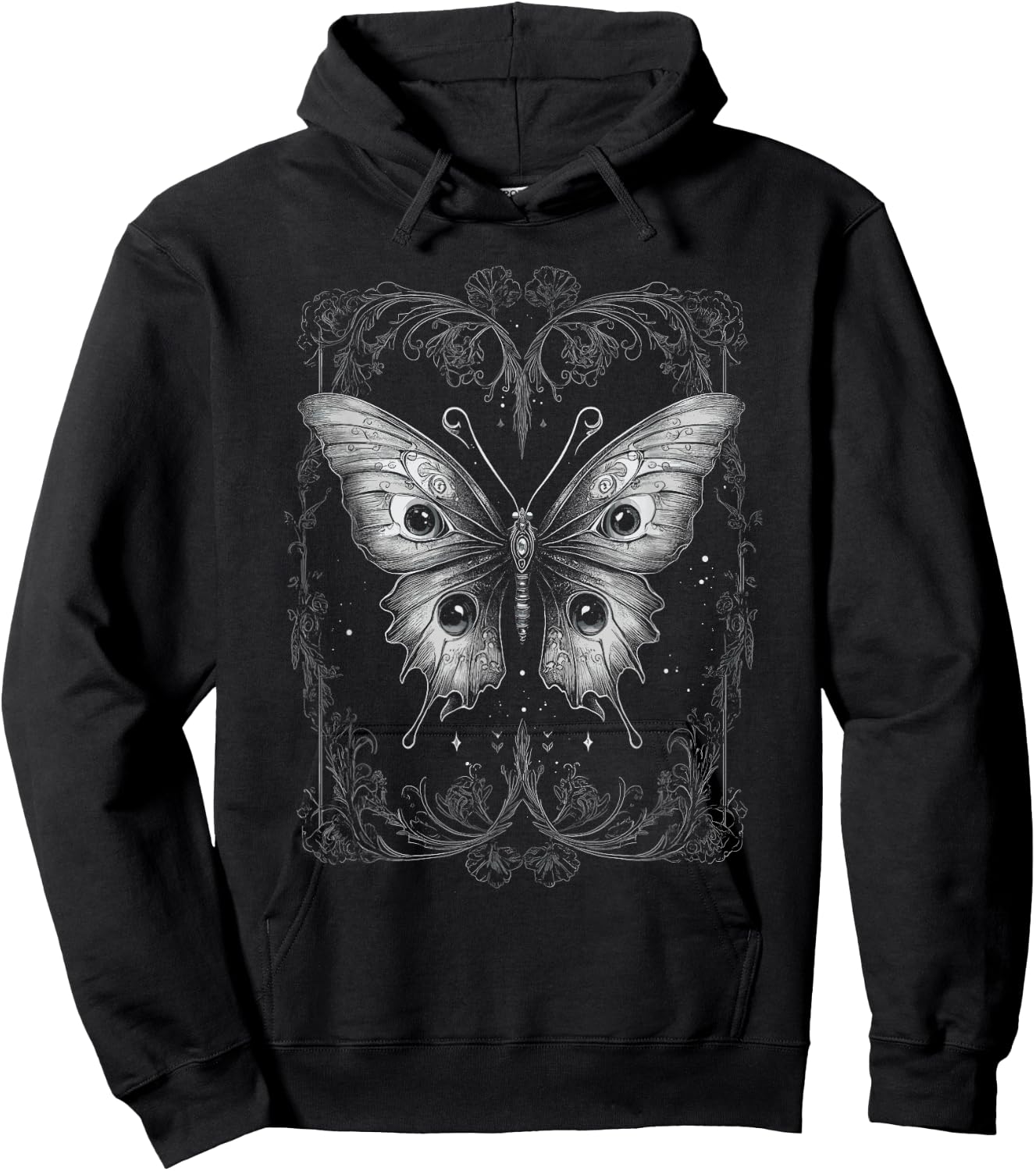 Butterfly with Eyes - Gothic Butterfly Hoodie - Hoodie | Black