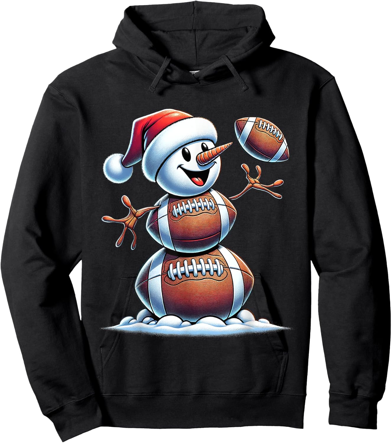 Football Snowman Christmas Cute American Football Kids Boys Hoodie - Hoodie | Black