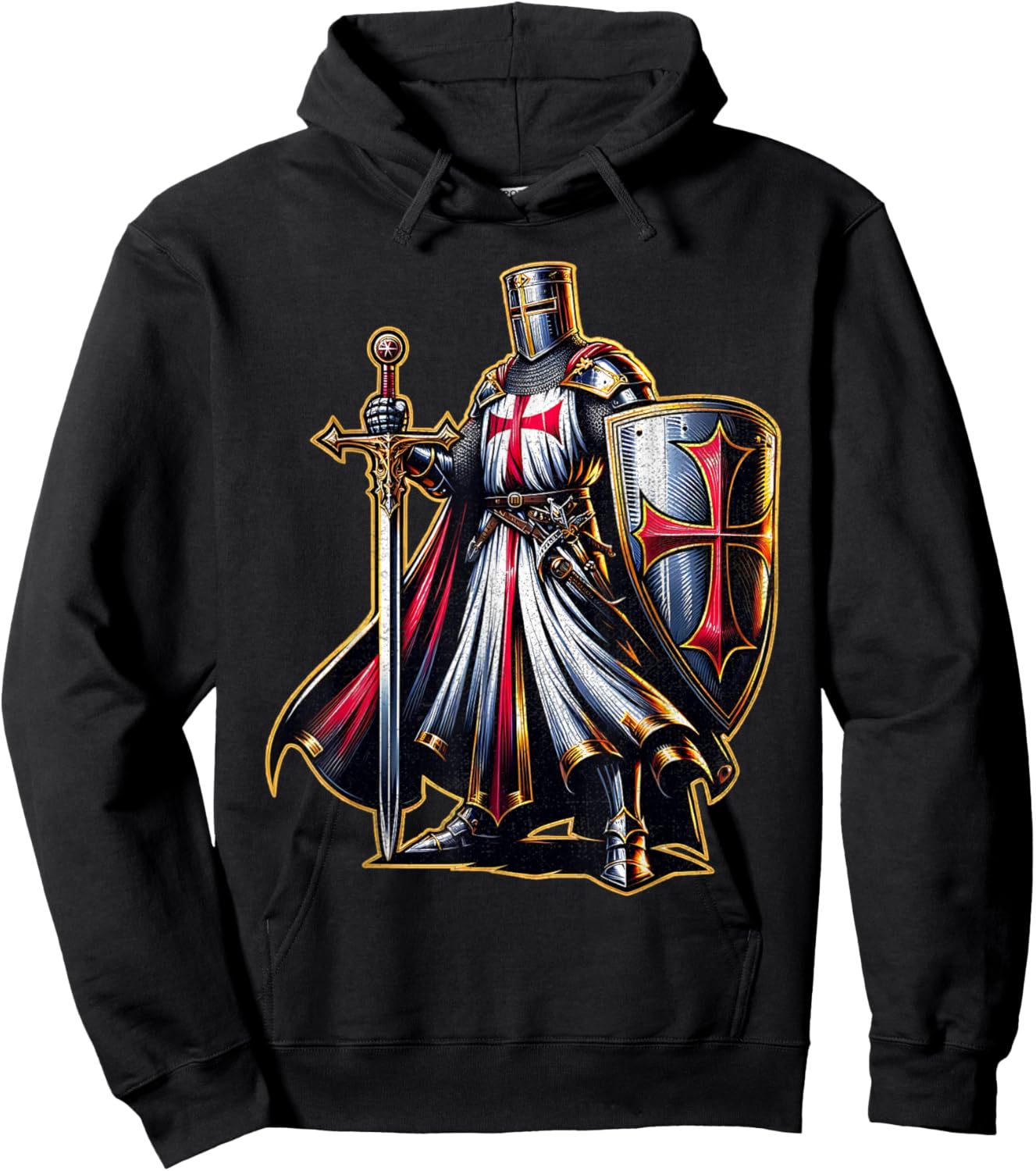 A Warrior of Christ Knights Templar Cross Aged Man , Black, S Hoodie - Hoodie | Black