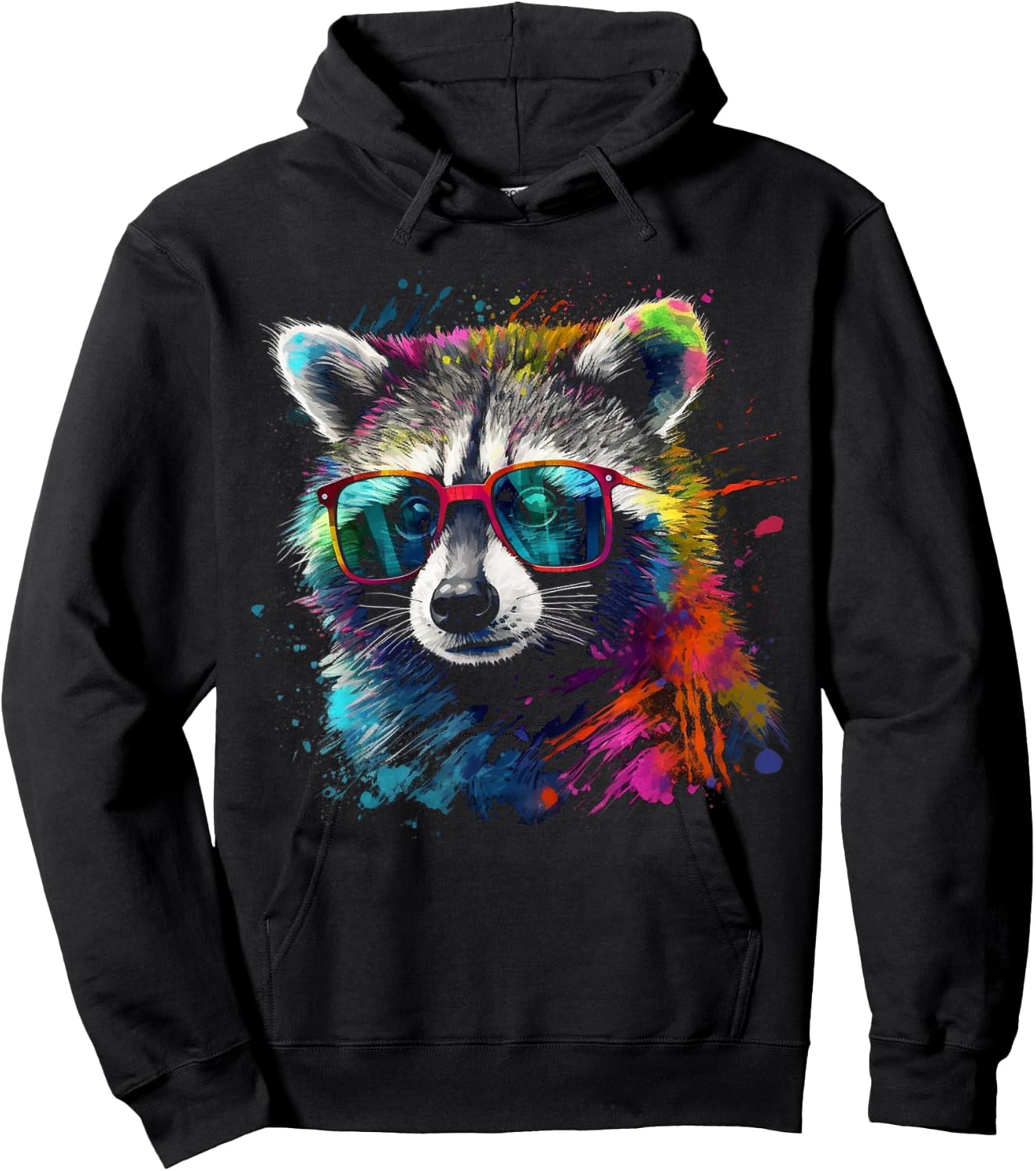 Waschbär bunte Sonnenbrille - Tiermotiv Kunst Waschbär Hoodie - Hoodie | Black