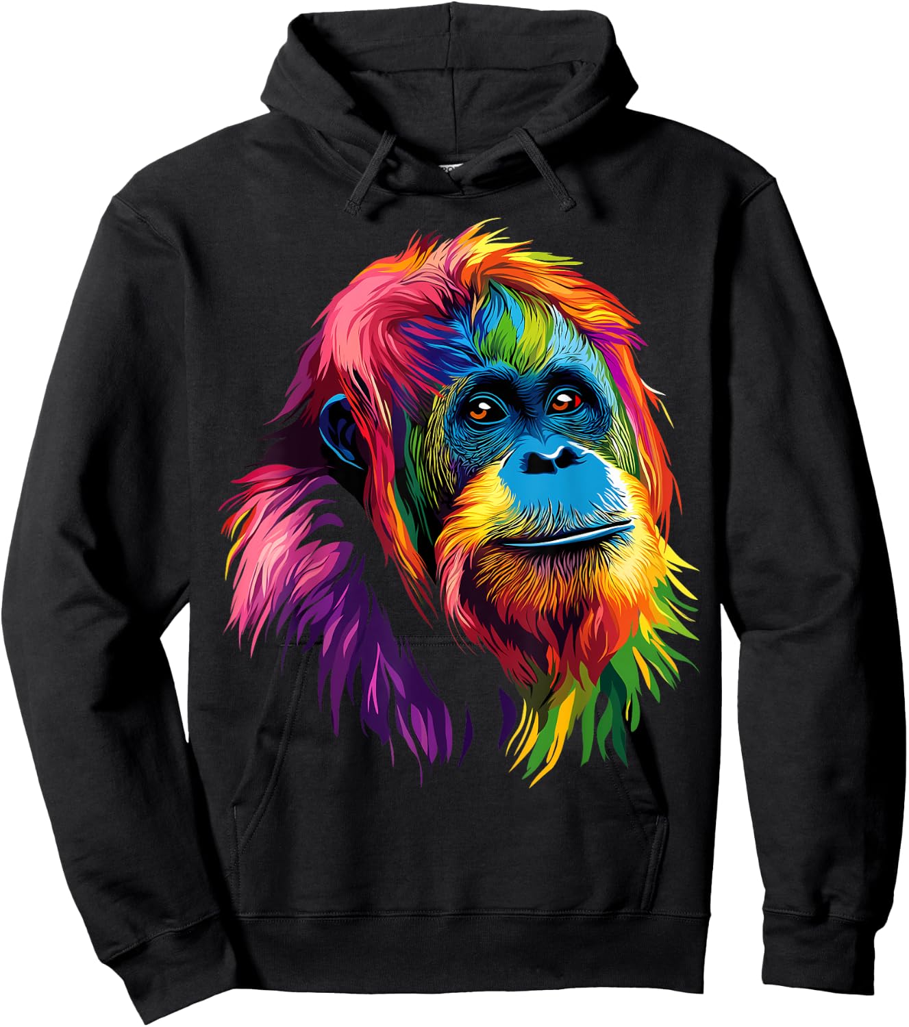 Colorful Orangutan Rainforest Great Ape Jungle Animals Black Hoodie - Hoodie | Black