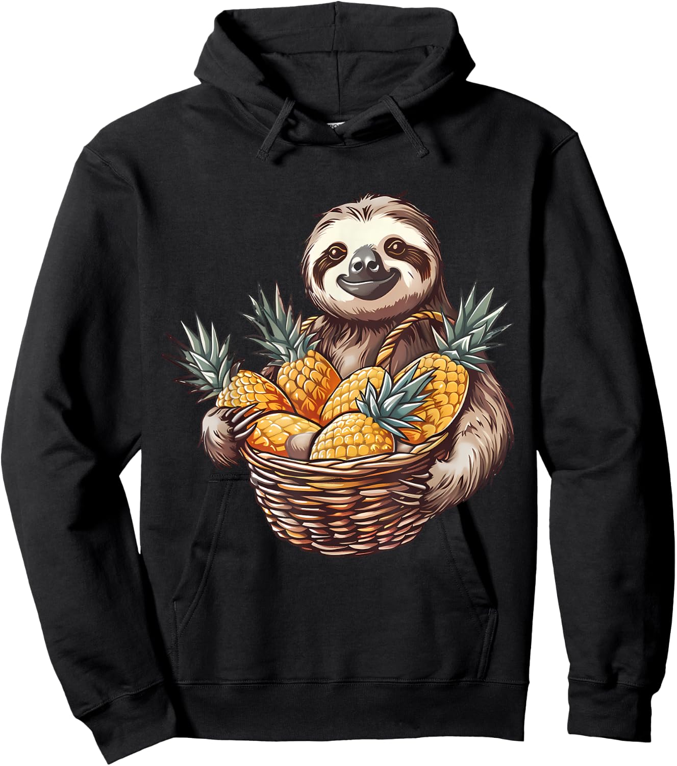 Pineapple Sloth Pineapples Fruit Drawing Motif Wildlife Hoodie - Hoodie | Black