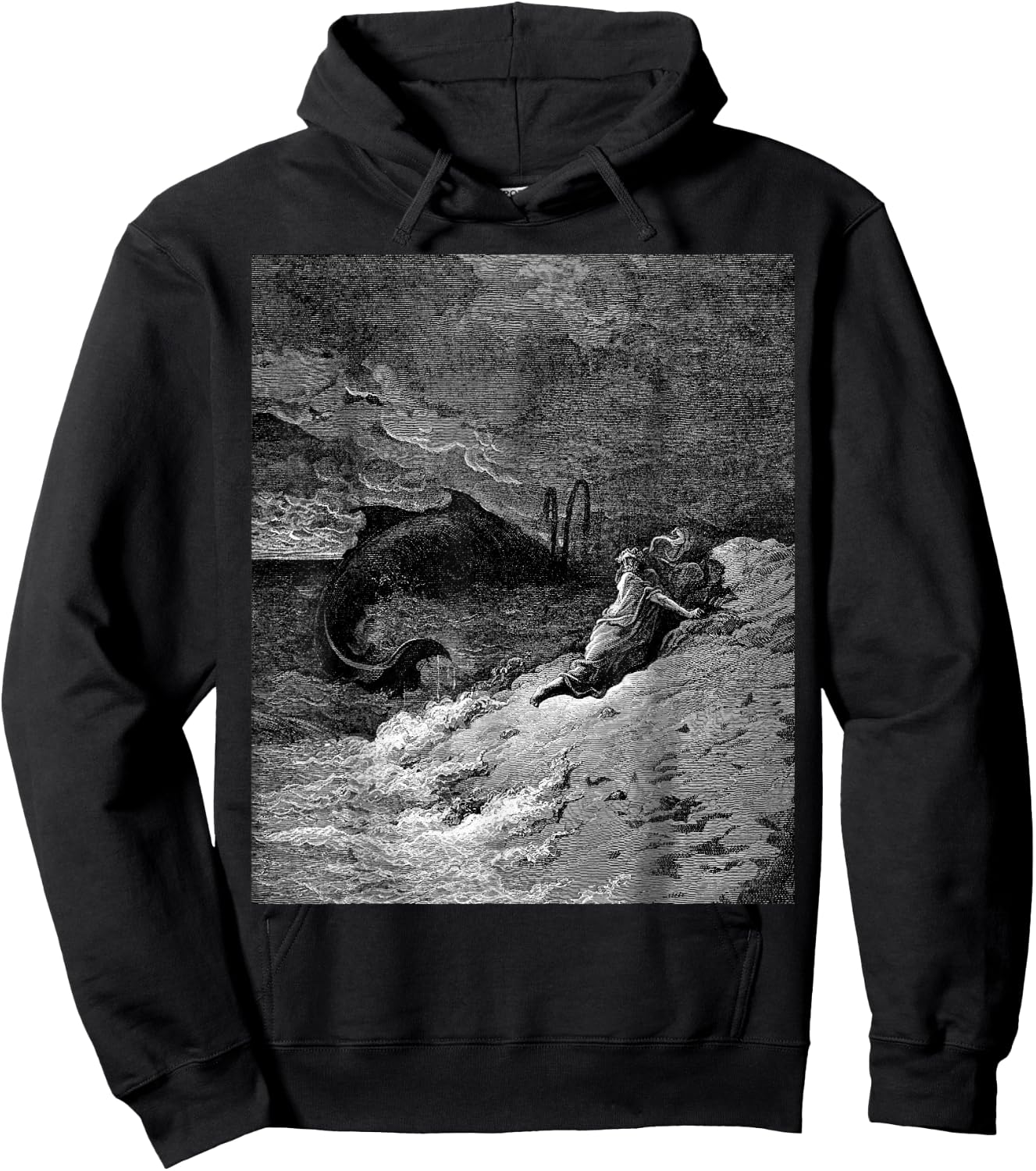 Jonah Cast Forth by the Whale Gustave Dore Biblical Art Hoodie - Hoodie | Black