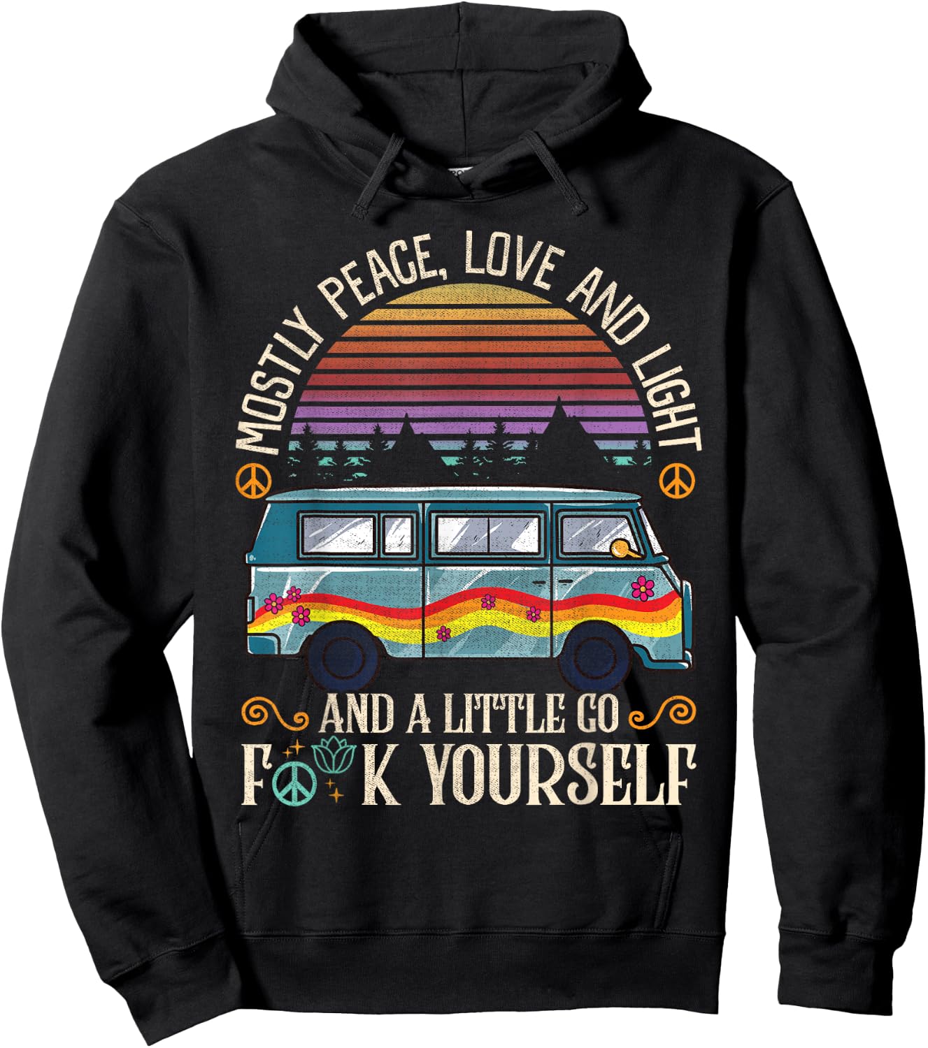 I'm Mostly Peace, Love And Light Shirts A Little Go Yoga Hoodie - Hoodie | Black