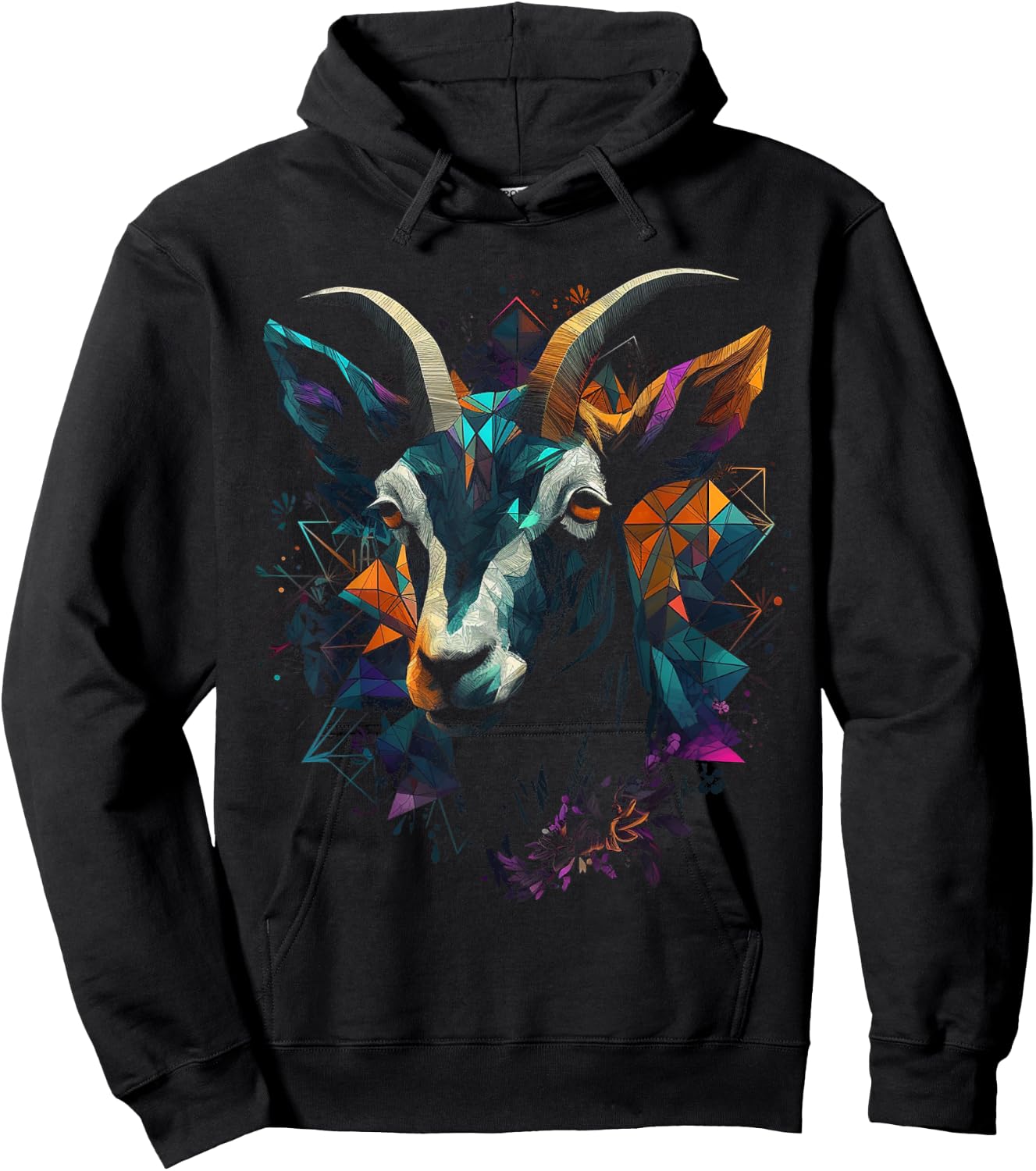 Goat art - animal polygon motif goat Hoodie - Hoodie | Black