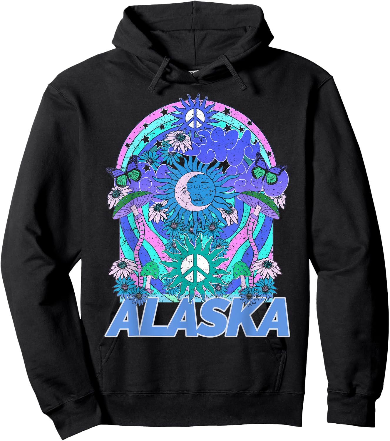 Alaska Retro Vintage Mountains & Outdoors Wilderness State Hoodie - Hoodie | Black