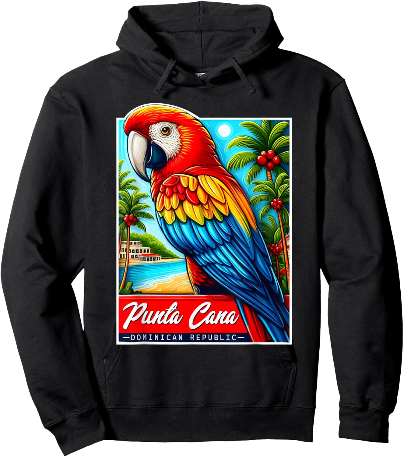 Punta Cana Tropical Parrot Bird Shirt Dominican Republic Hoodie - Hoodie | Black