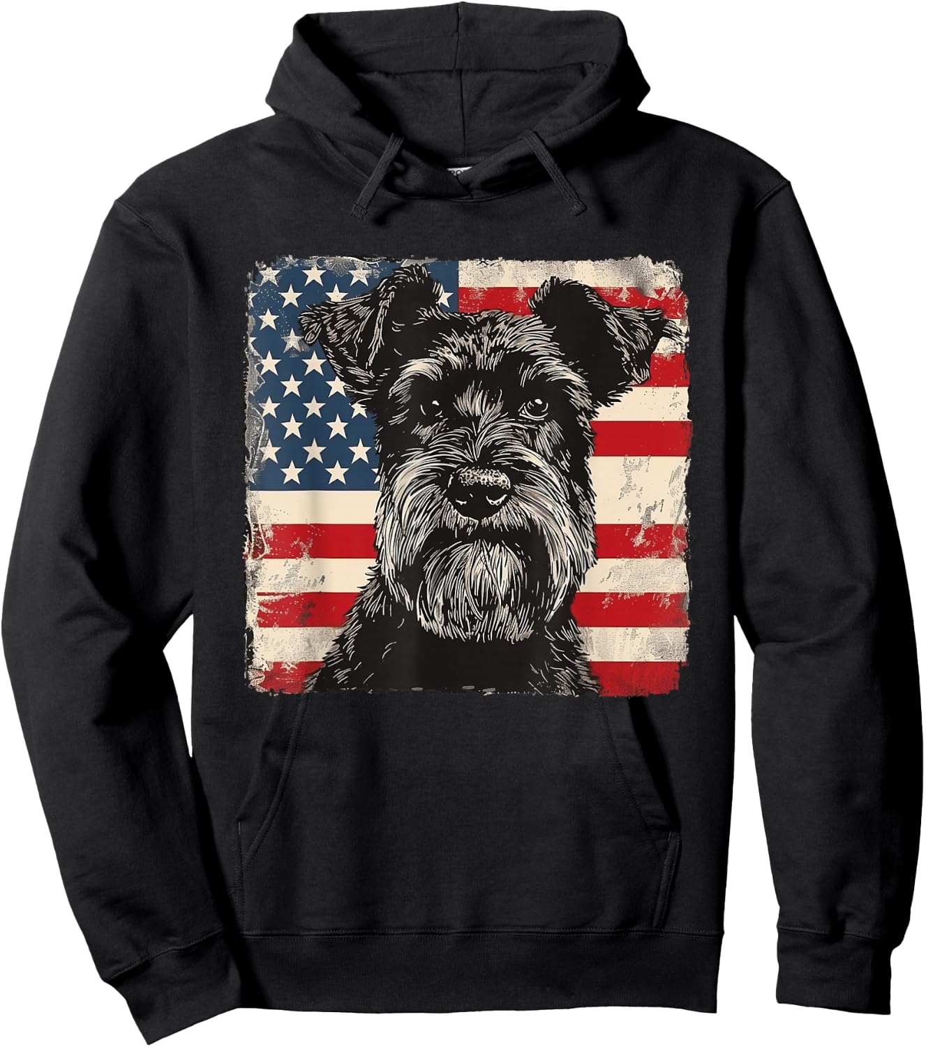 Miniature Schnauzer Dog Patriotic 4th of July Gift Men Women Hoodie - Hoodie | Black