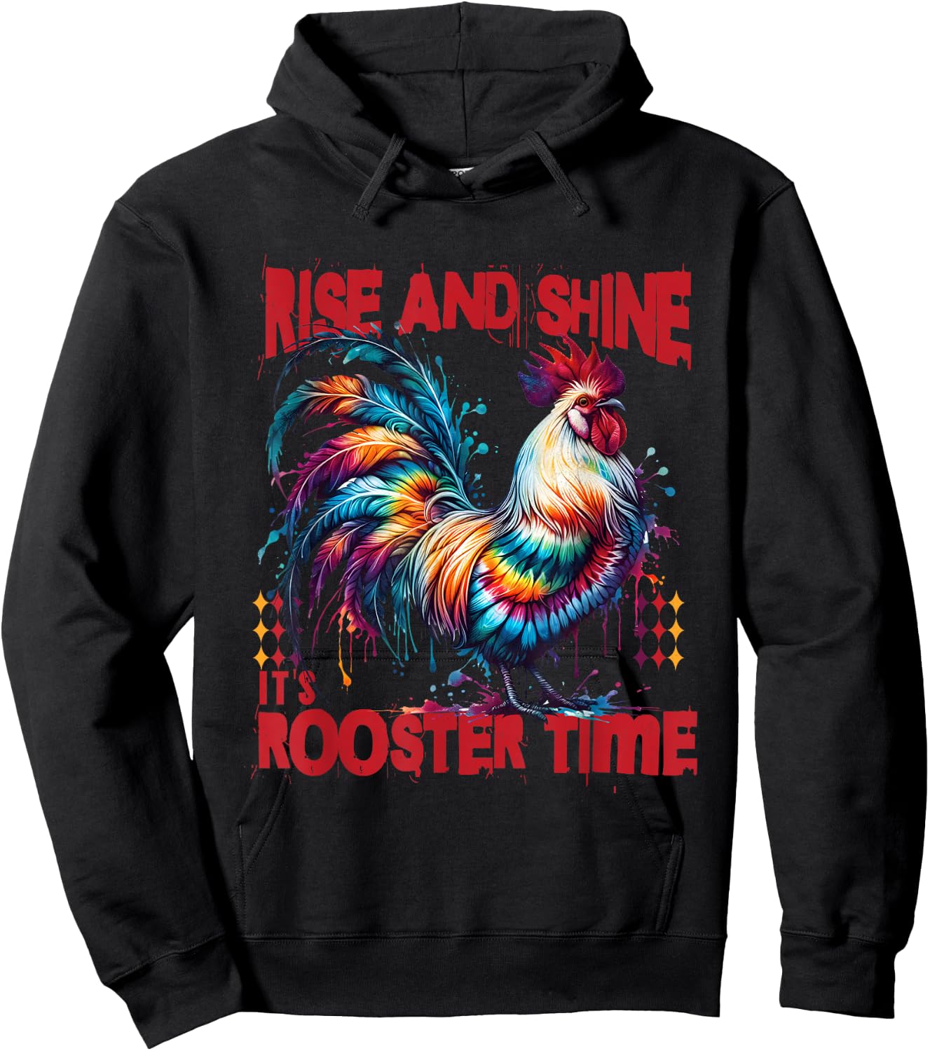 Tie-Dye Chicken Rooster Design Women Rooster Lover Hoodie - Hoodie | Black
