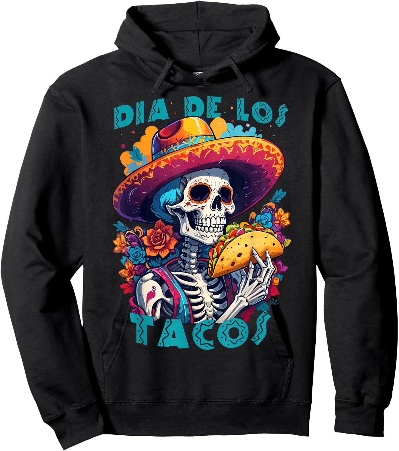 Dia de los tacos (muertos) Mexican skull humor Hoodie - Hoodie | Black