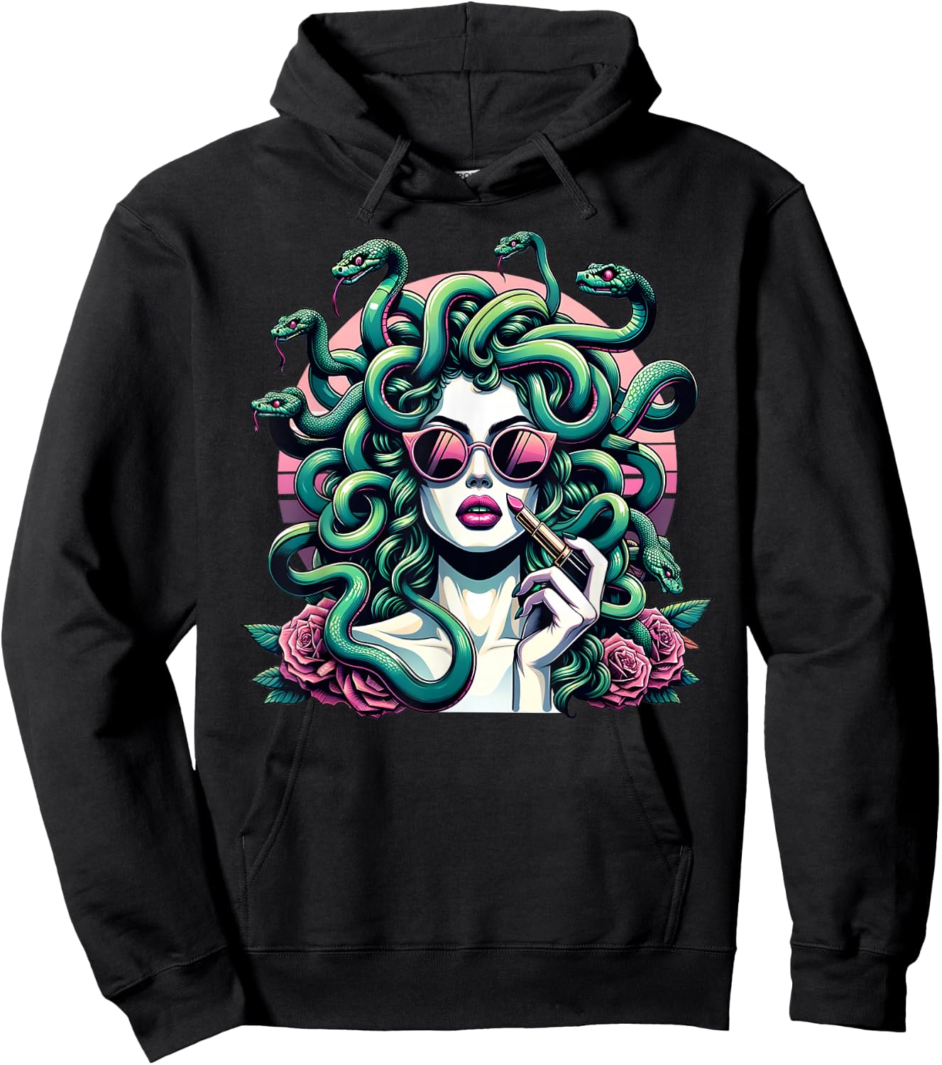 Glamour Medusa Snake Lady Elegant Mythical Fashion Art Hoodie - Hoodie | Black