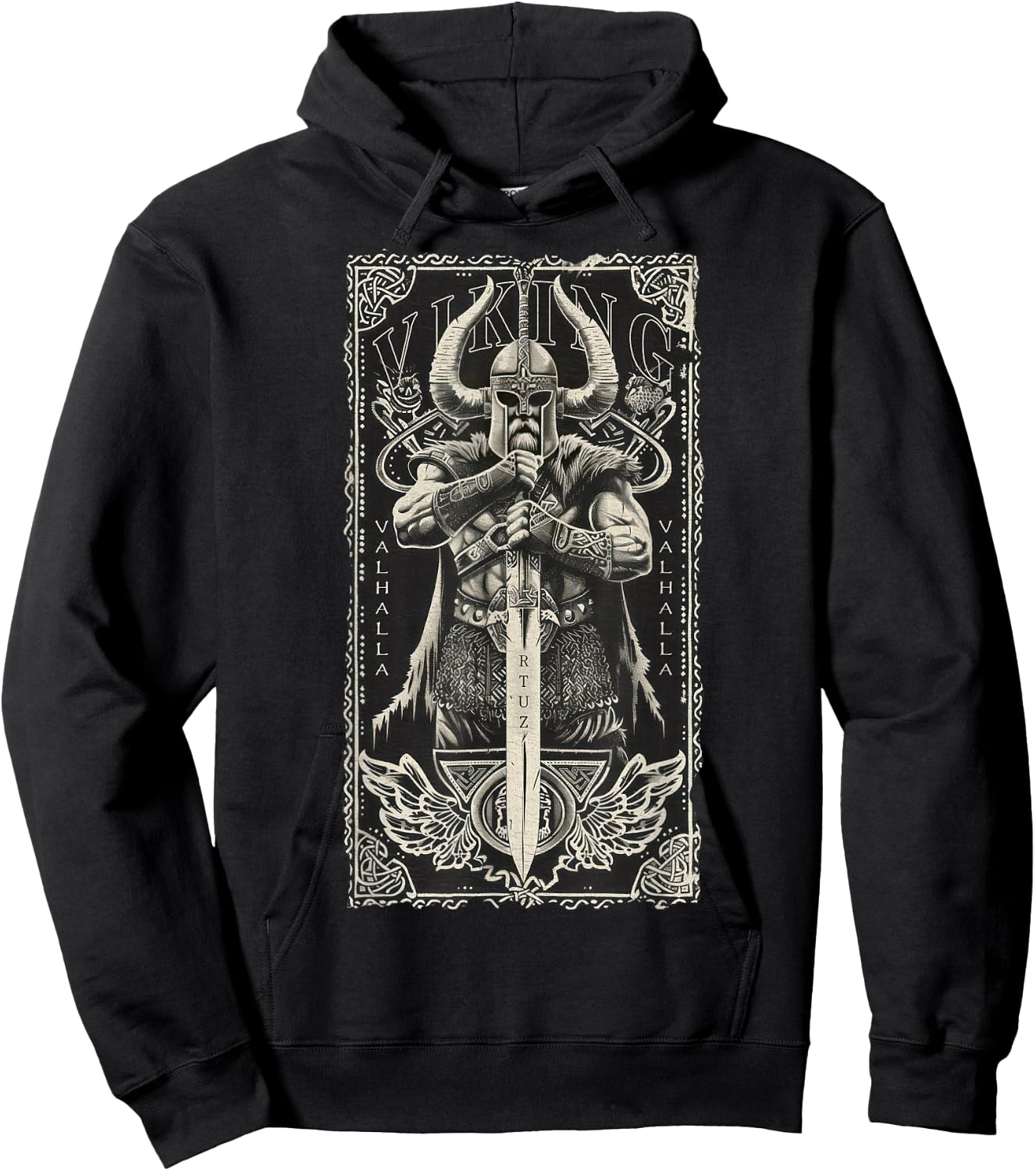 Valhalla Odin Thor Runes Viking Helmet Warrior Viking Hoodie - Hoodie | Black