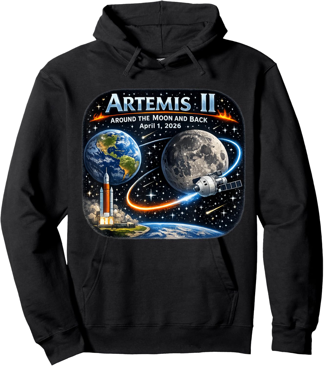Artemis 2 Reise um den Mond und zurück 2026 Hoodie - Hoodie | Black