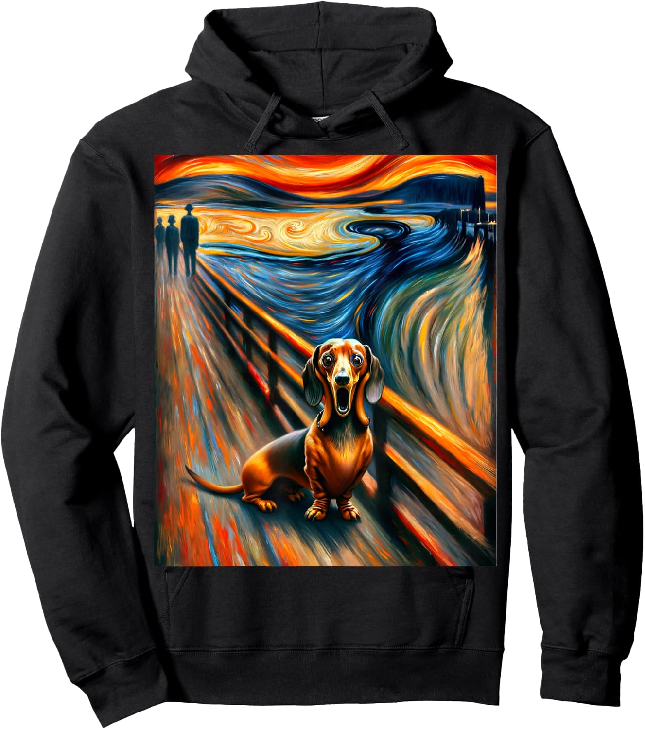 Expressionist Artsy Wiener Sausage Dog | Artistic Dachshund Hoodie - Hoodie | Black