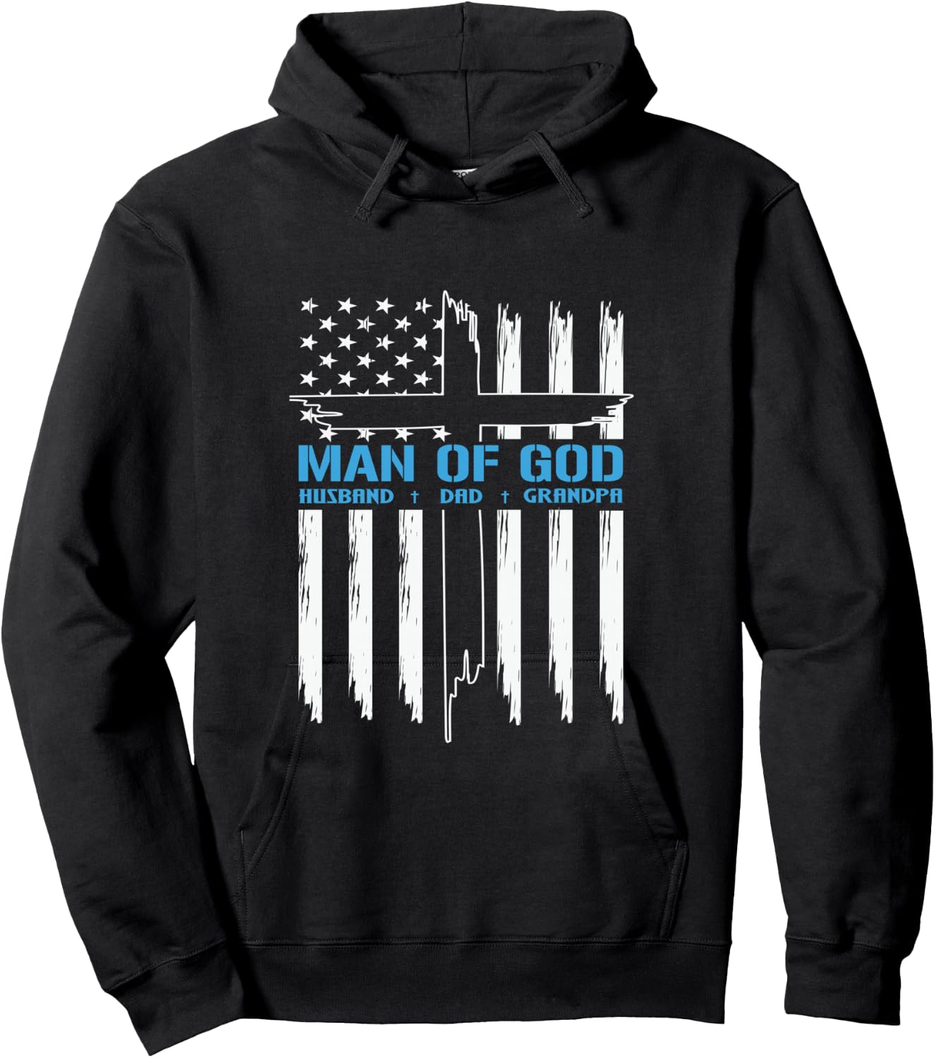 Man Of God Cross American Flag Jesus Christian Hoodie - Hoodie | Black
