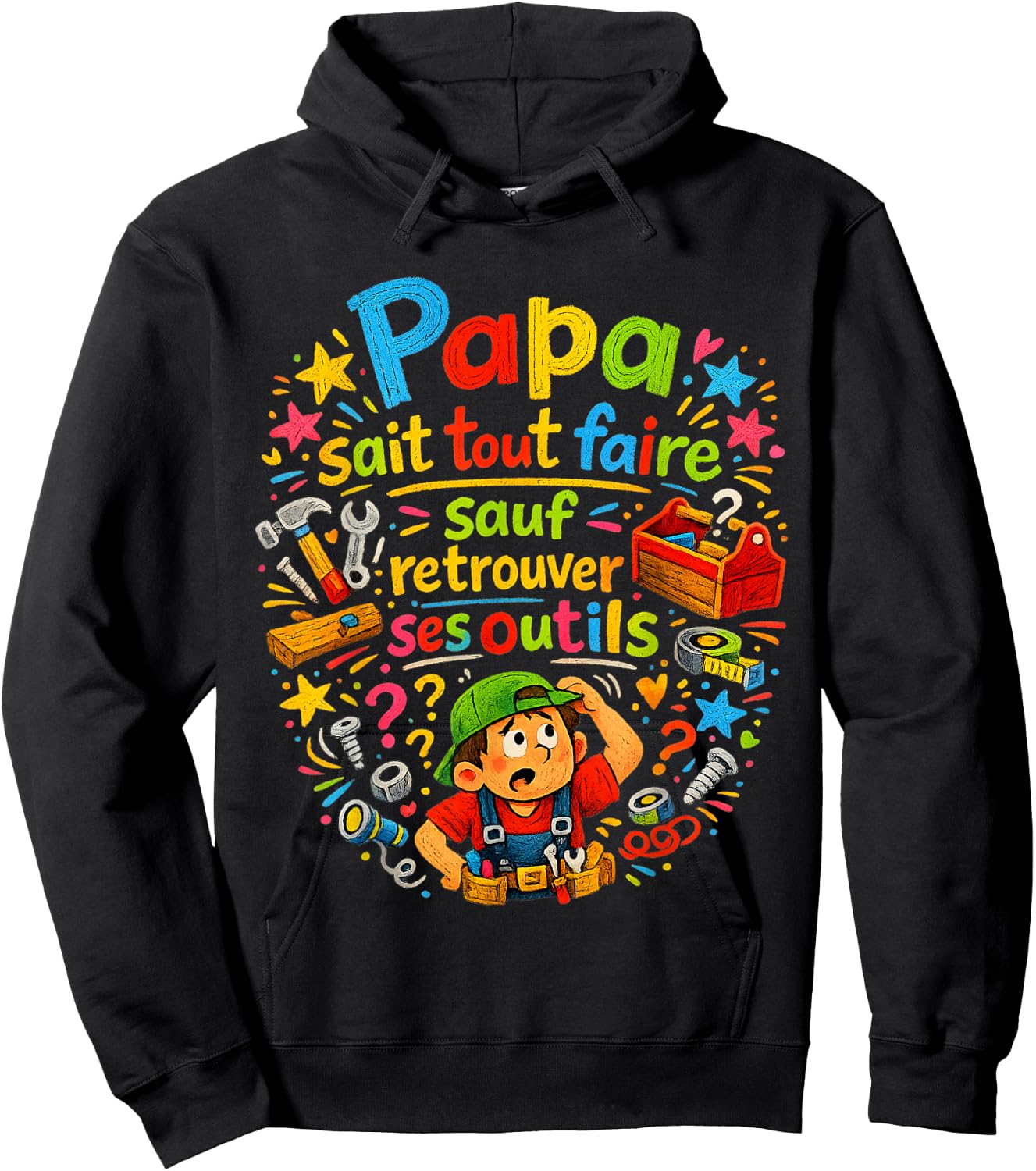 Cadeau Papa Bricoleur Retrouver Outils Fête des Pères Noël Hoodie - Hoodie | Black