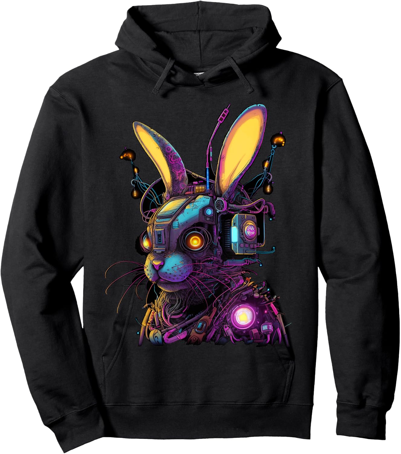 Cyberpunk Bunny Cyborg Rabbit | Cool Gamer Easter Hoodie - Hoodie | Black