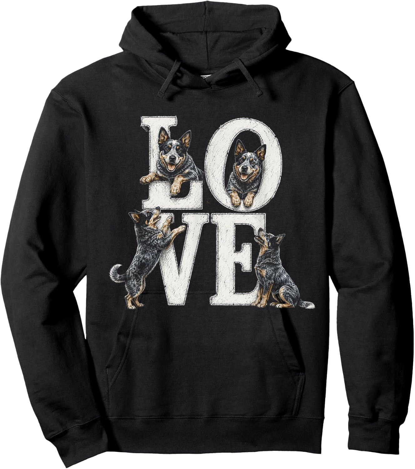 Australian Cattle Dog Blue Heeler Love Artwork Design Hoodie - Hoodie | Black