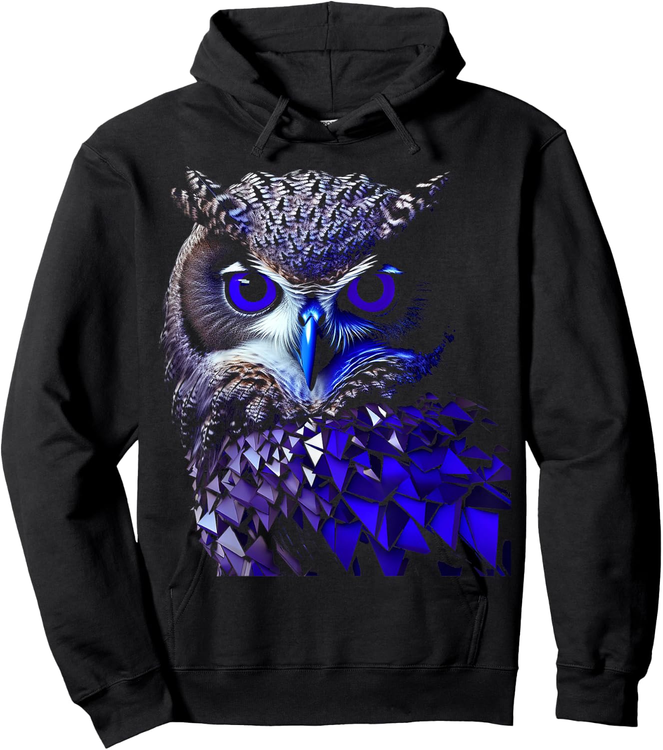 Owl Animal Art Graphic Owl , Black, S Hoodie - Hoodie | Black