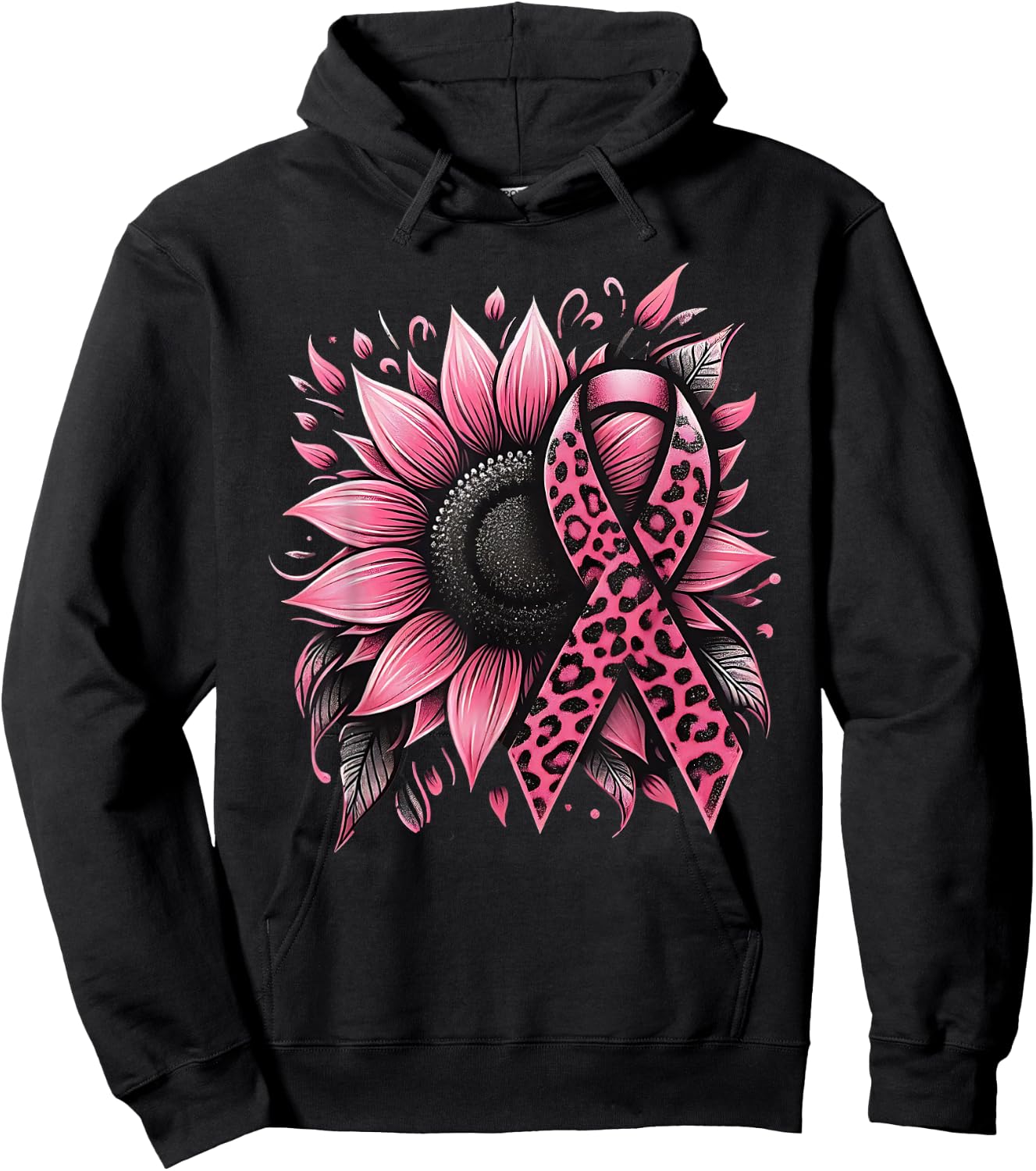 Sunflower Pink Breast Cancer Awareness Hoodie - Hoodie | Black